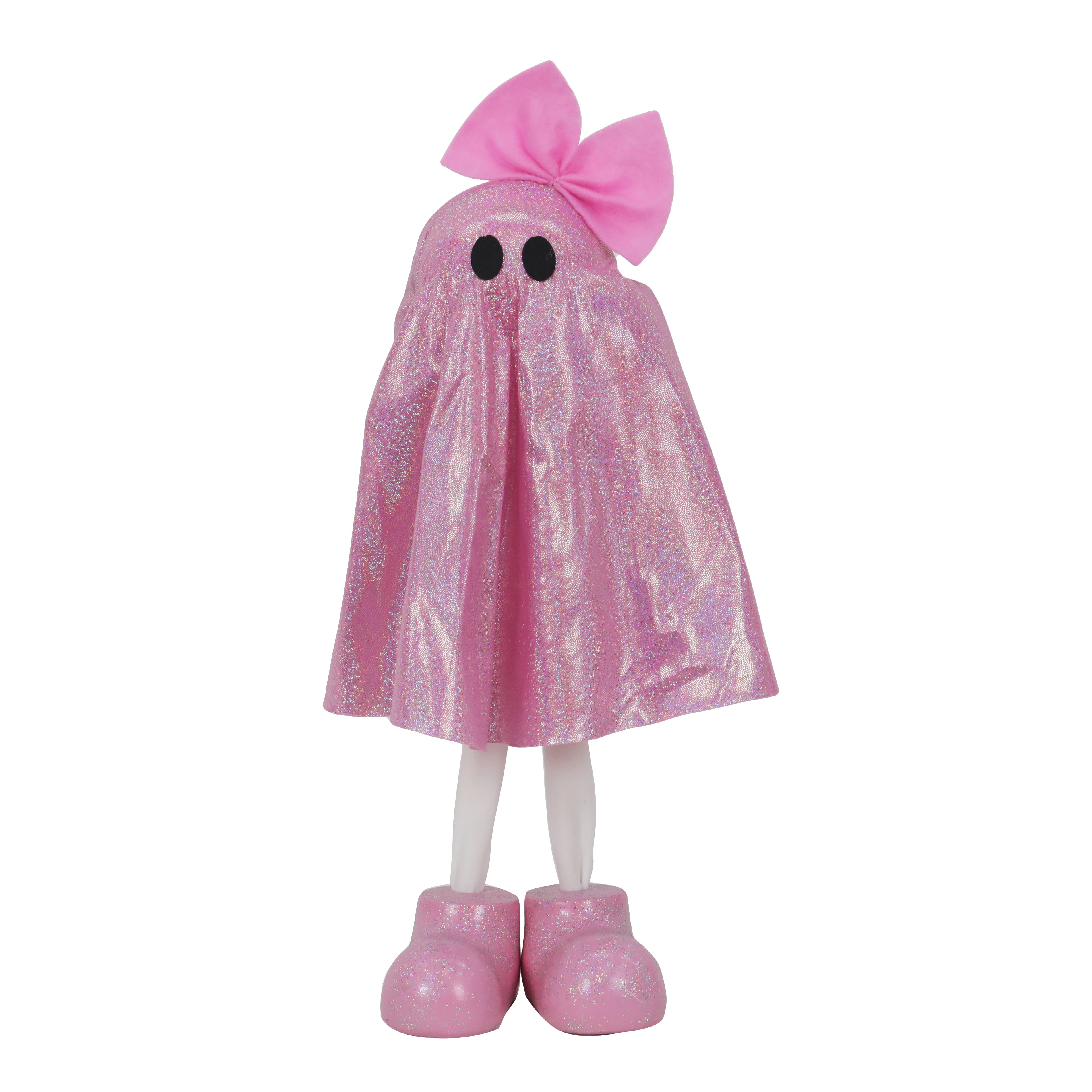 10.5" Standing Fabric Glitter Ghost with Bow Tabletop Décor by Ashland®