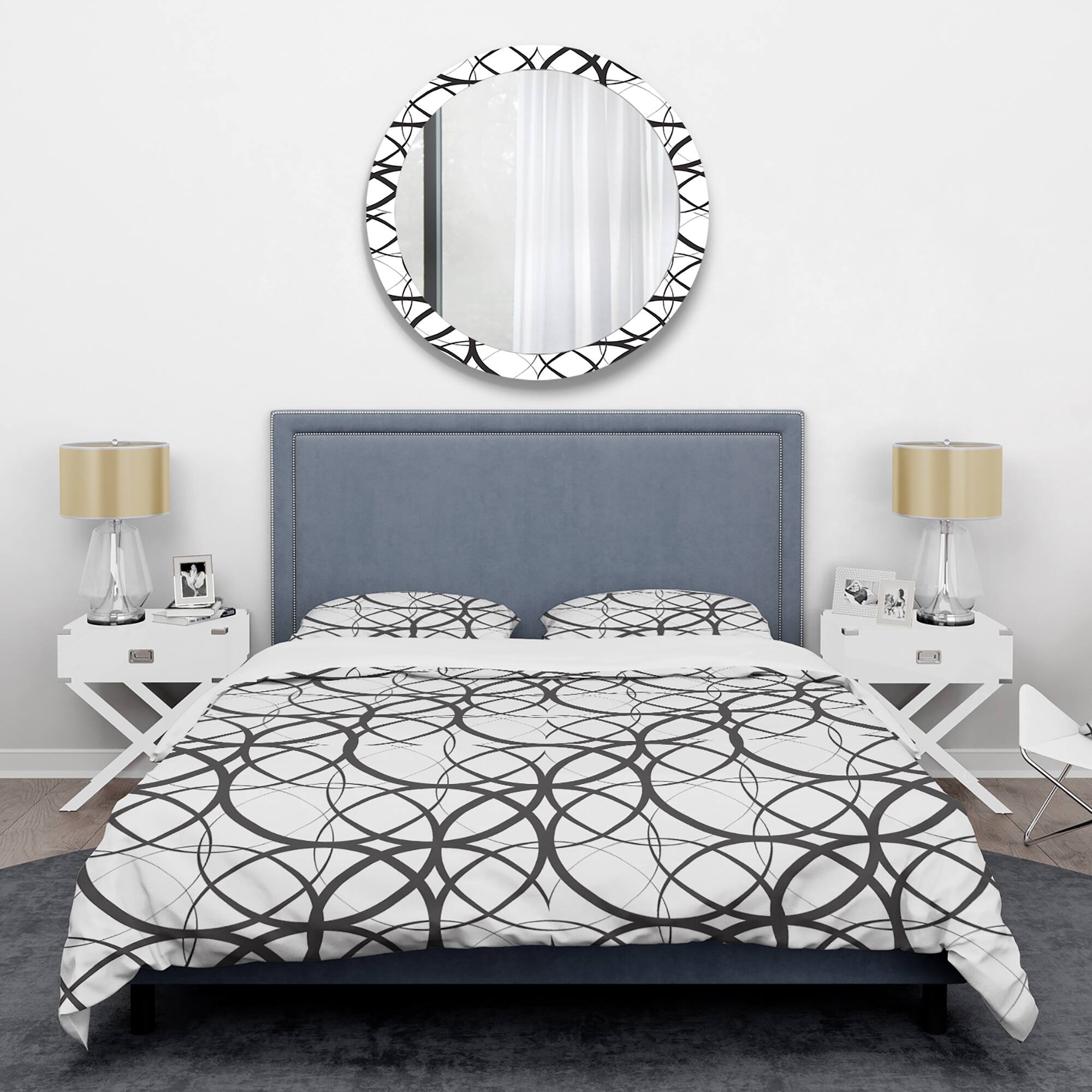 Designart 'Monochrome Geometric Pattern' Mid-Century Duvet Cover Set