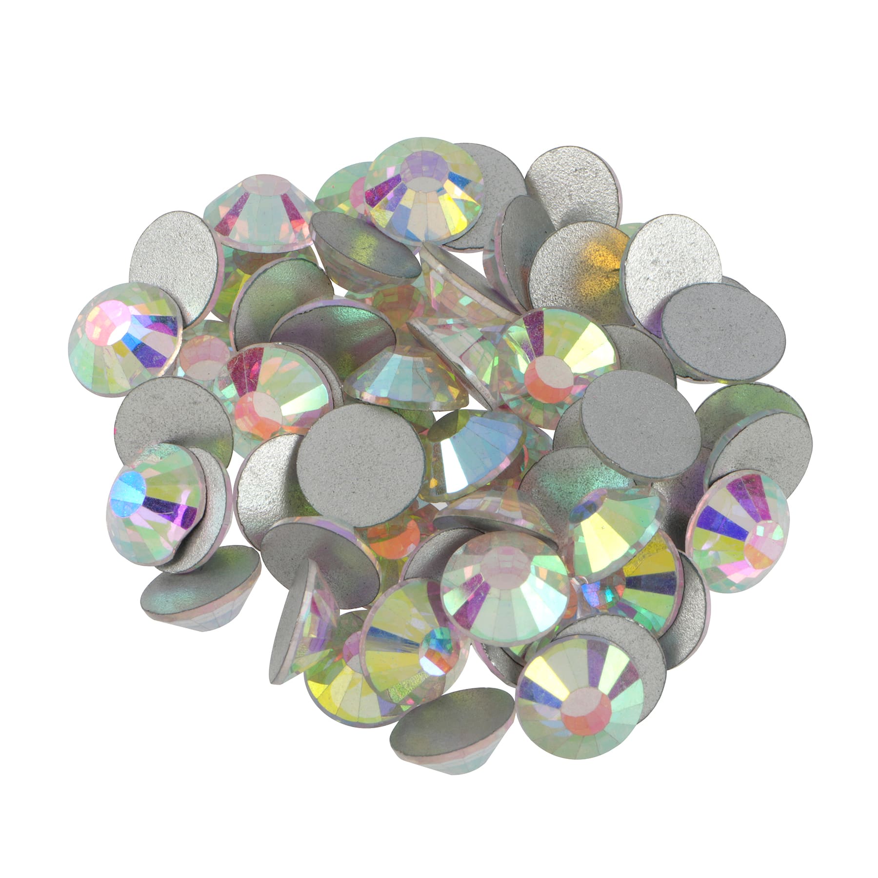 SS34 Clear Aurora Borealis Round Flatback Glass Rhinestones, 576ct. by Bead Landing&#x2122;