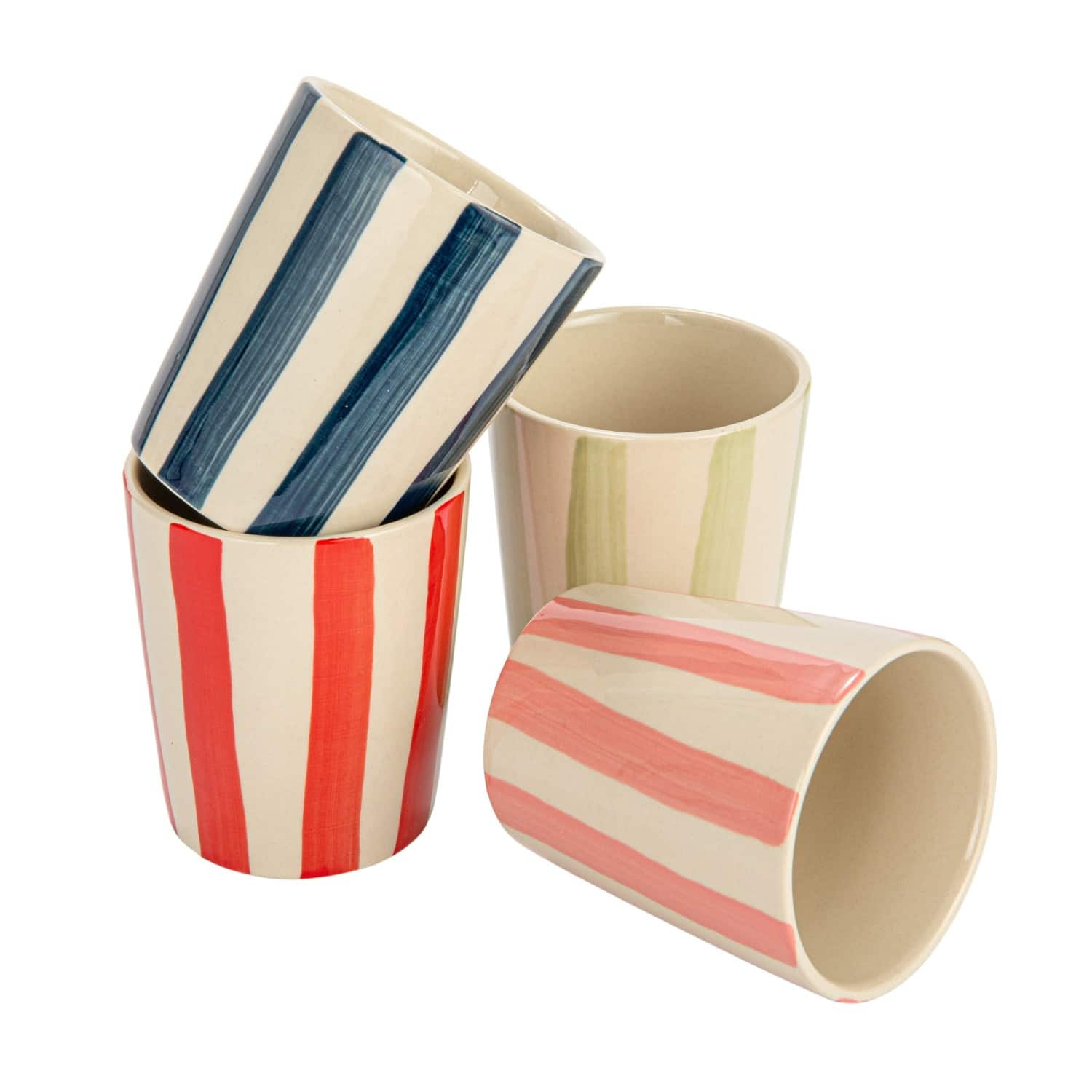 10oz. Round Striped Stoneware Cups, 12ct.