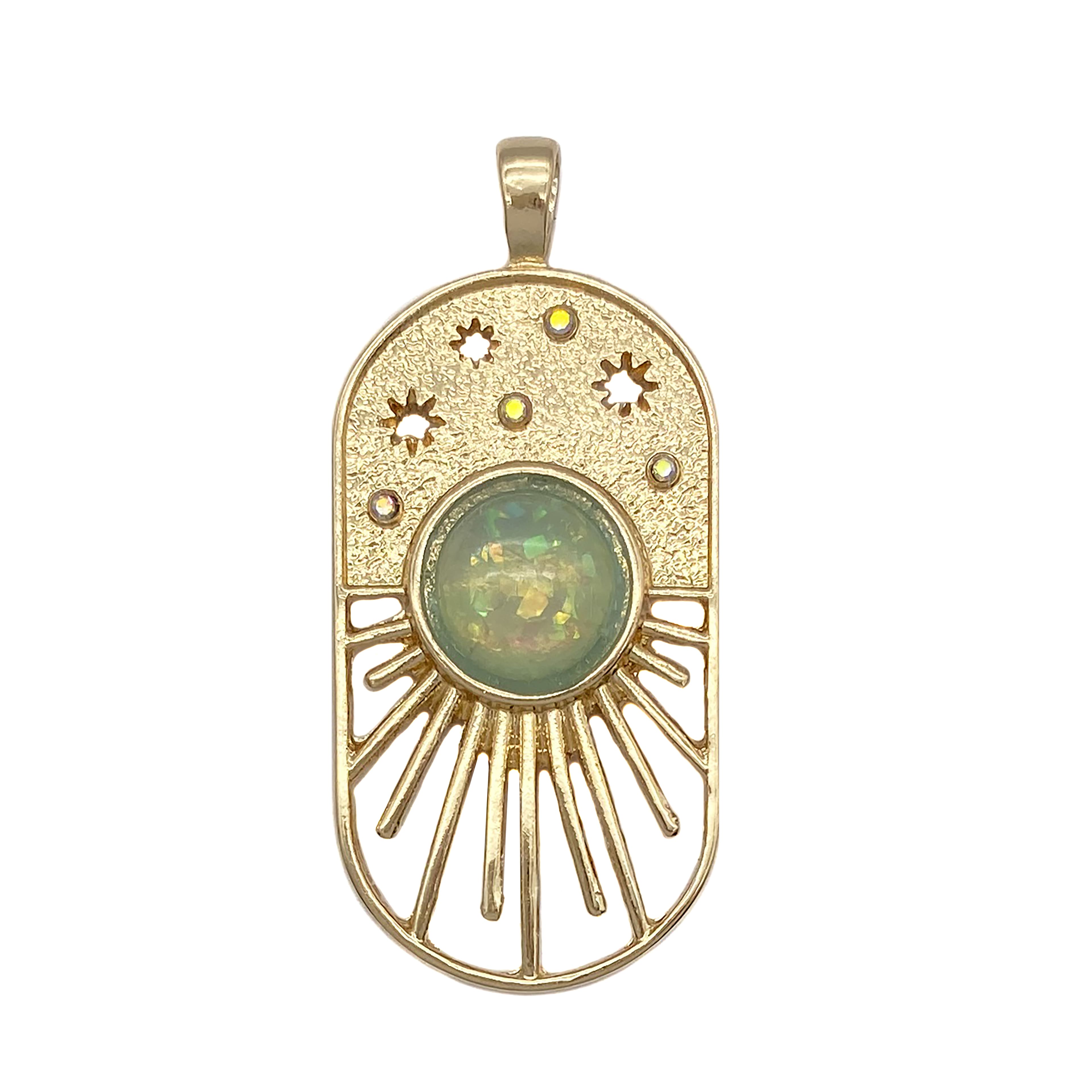 12 Pack: Opal Sunburst Evil Eye Pendant by Bead Landing™