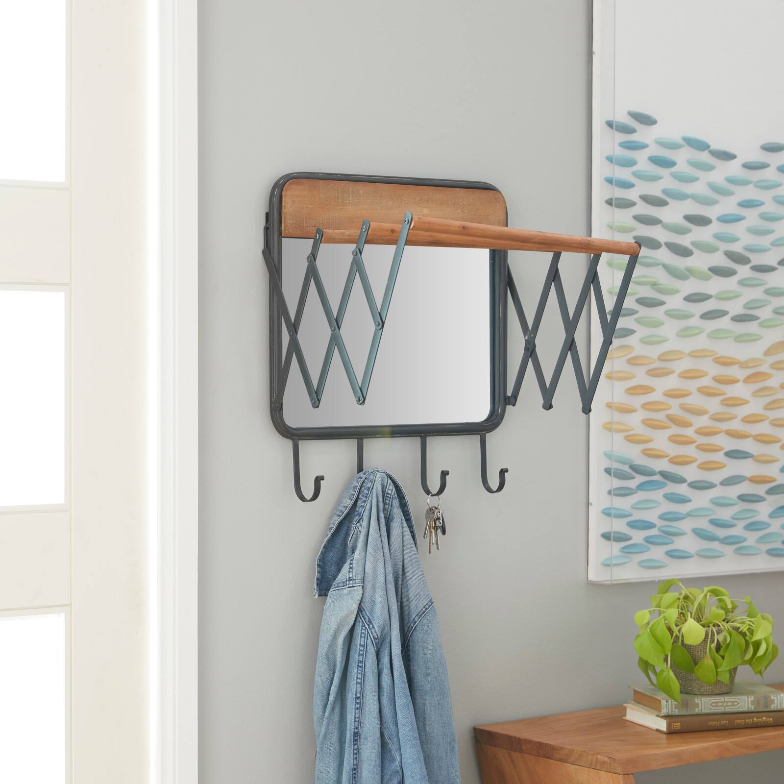 Brown Metal Industrial Wall Hook, 19" x 19" x 14"