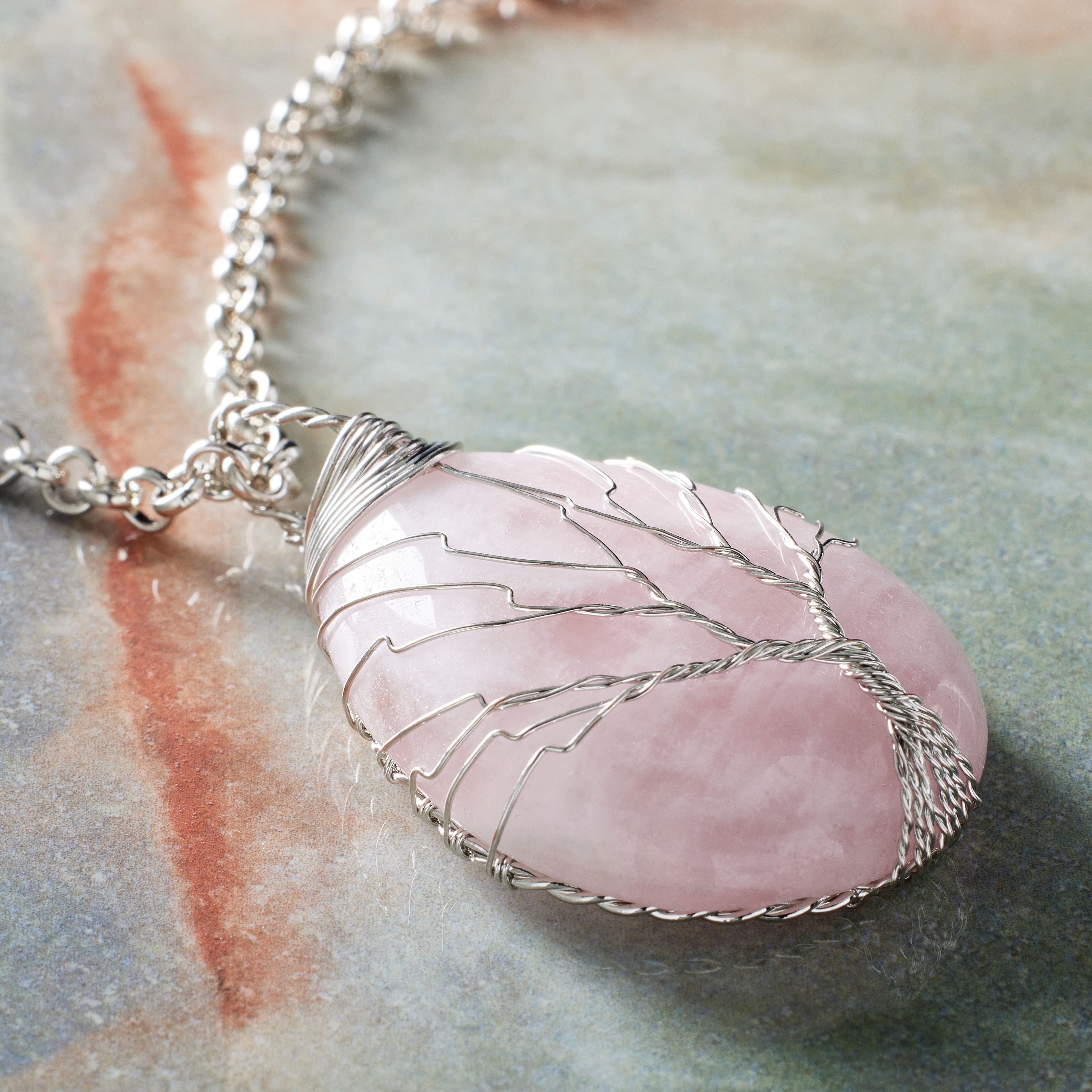 12 Pack: Signature Rose Quartz Wire Wrapped Pendant by Bead Landing™