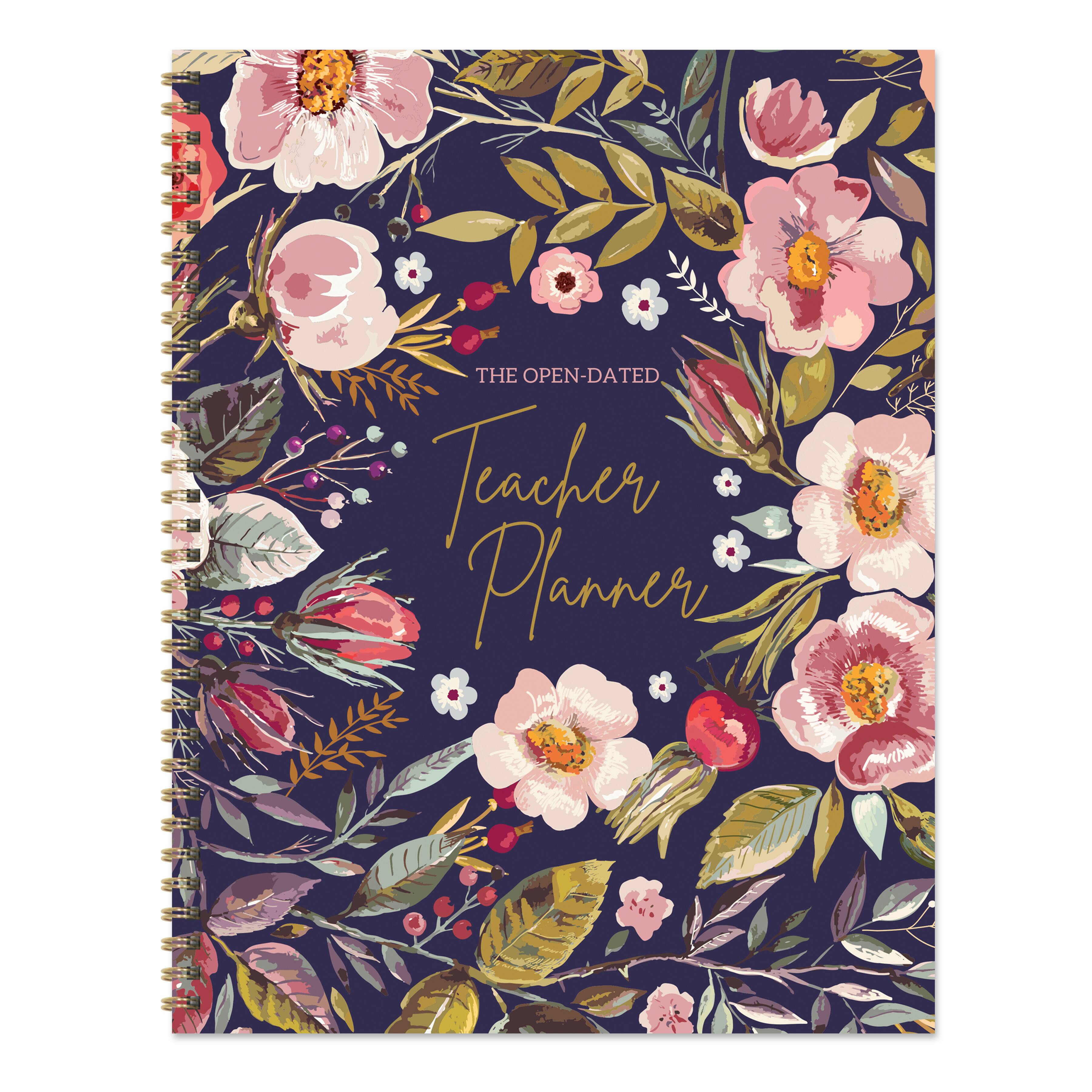 TF Publishing Large Navy Botanical Floral Undated Weekly Teacher Planner