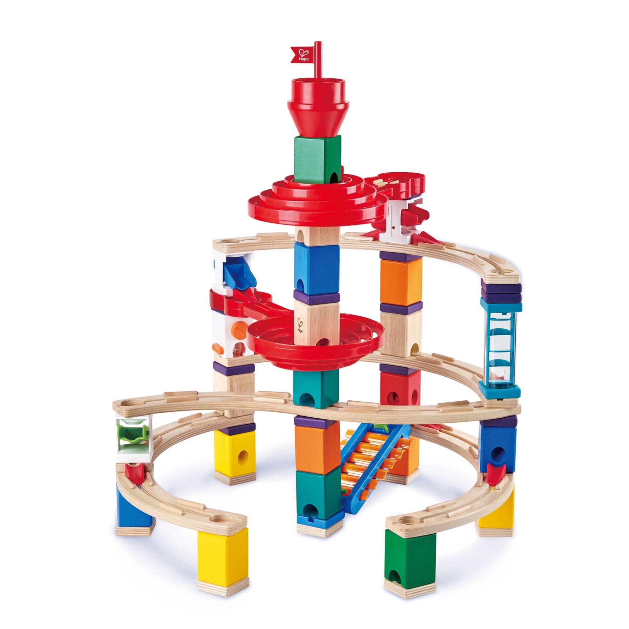 Hape Quadrilla Wooden Super Spiral Marble Run Construction Set