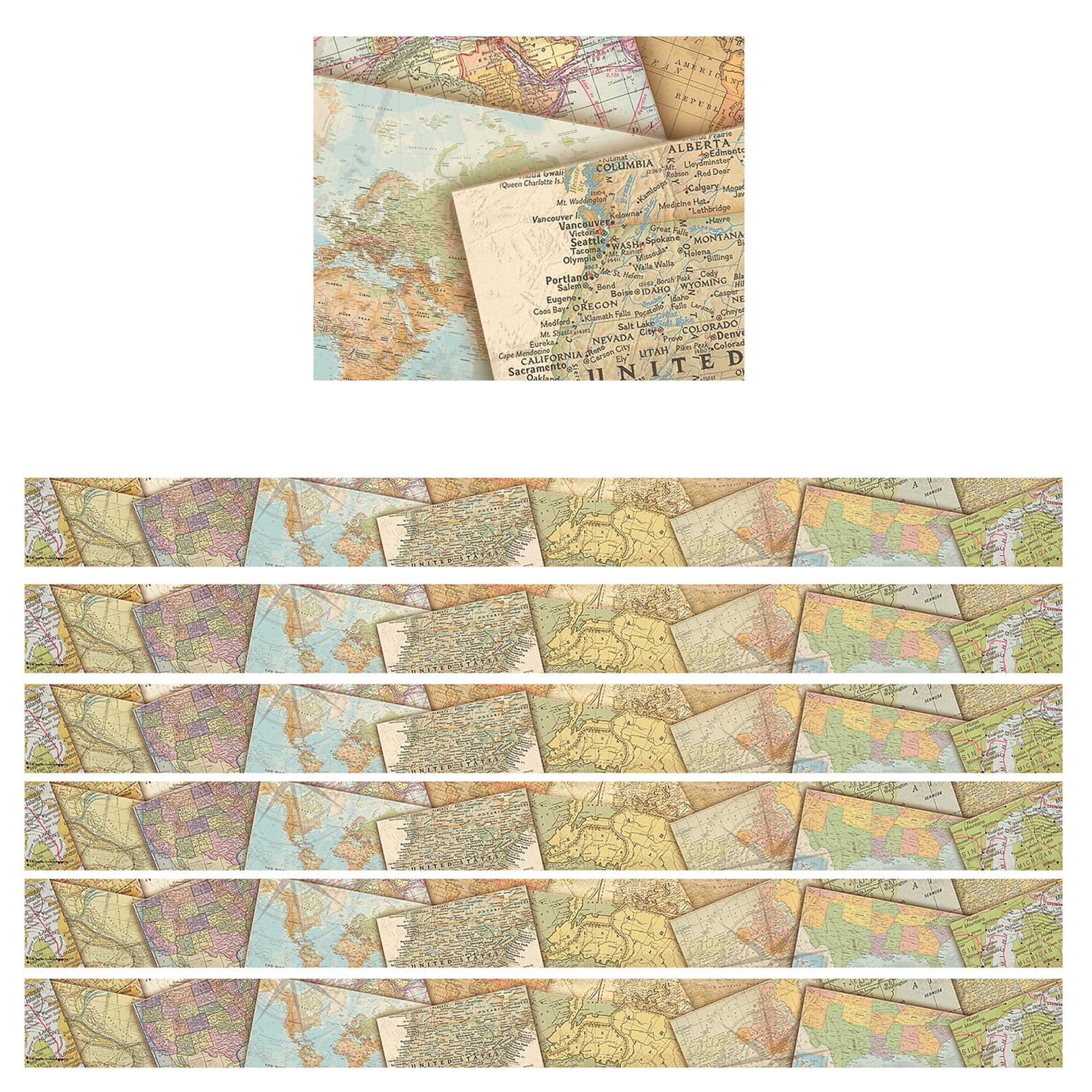 Teacher Created Resources Travel the Map Straight Border Trim, 210ft.