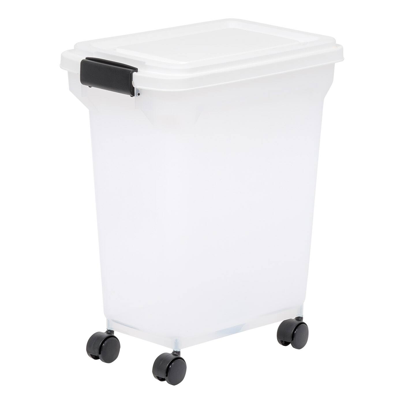 IRIS Clear, White, Black & Dark Gray 28qt. Food Container With Sealed Top & Scoop