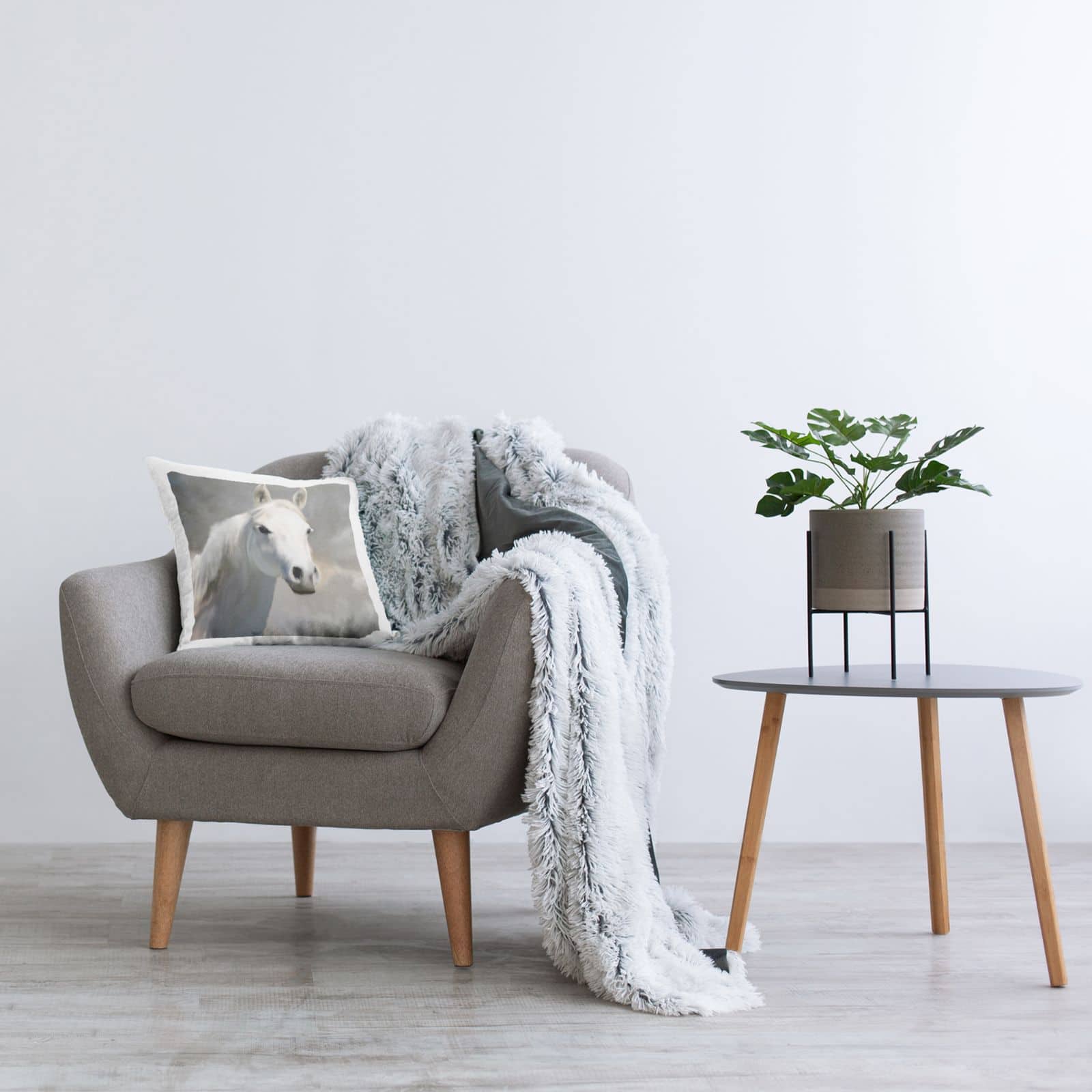 Stupell Industries Stoic White Horse Rural Countryside Animal Wildlife Throw Pillow, 18" x 18"