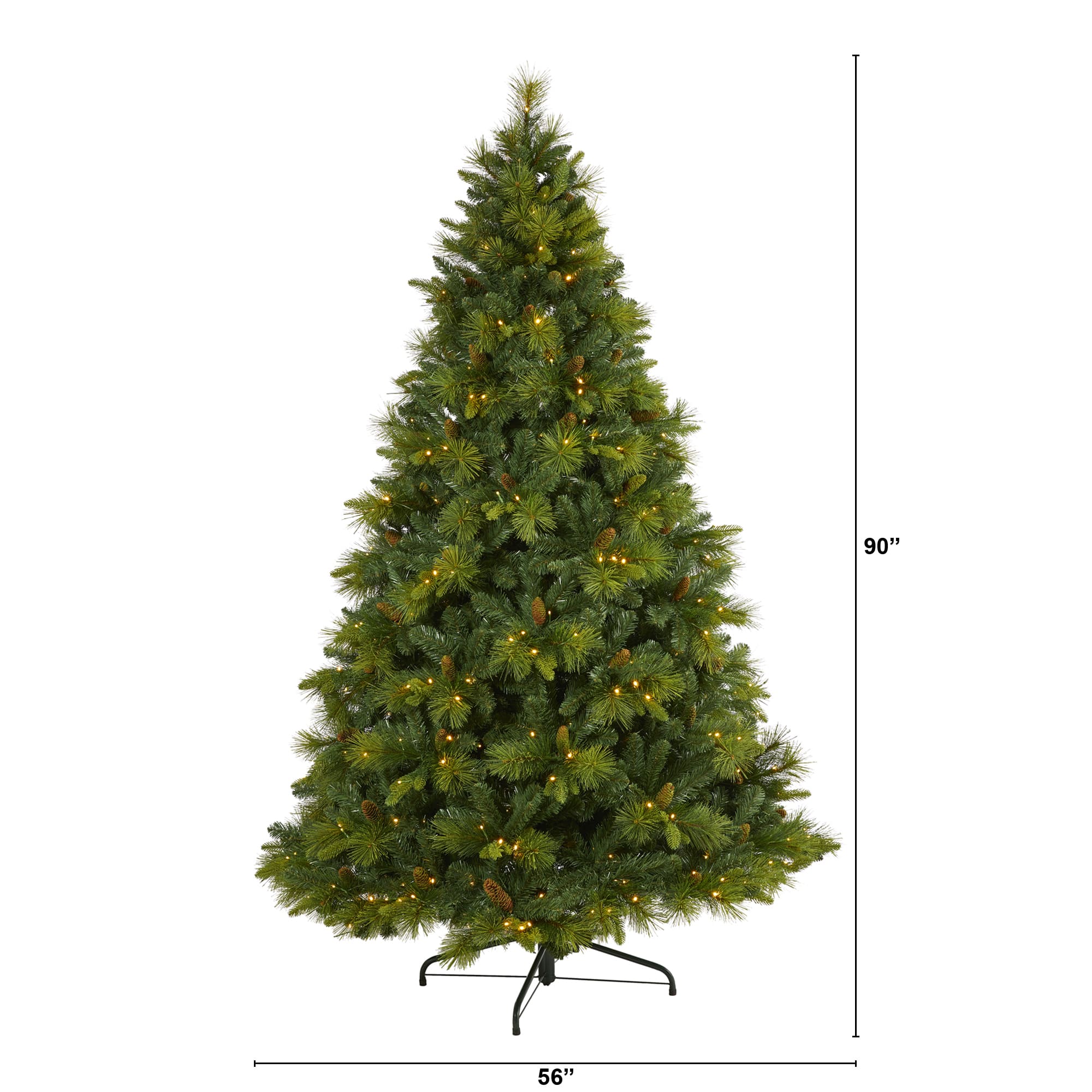 7.5ft. Pre-Lit North Carolina Mixed Pine Artificial Christmas Tree, Warm White LED Lights