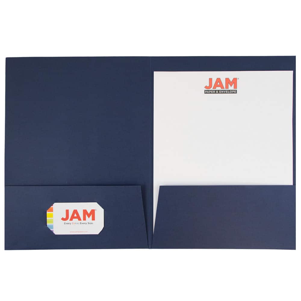 JAM Paper Navy Blue 2-Pocket Textured Linen Business Folders, 50ct.