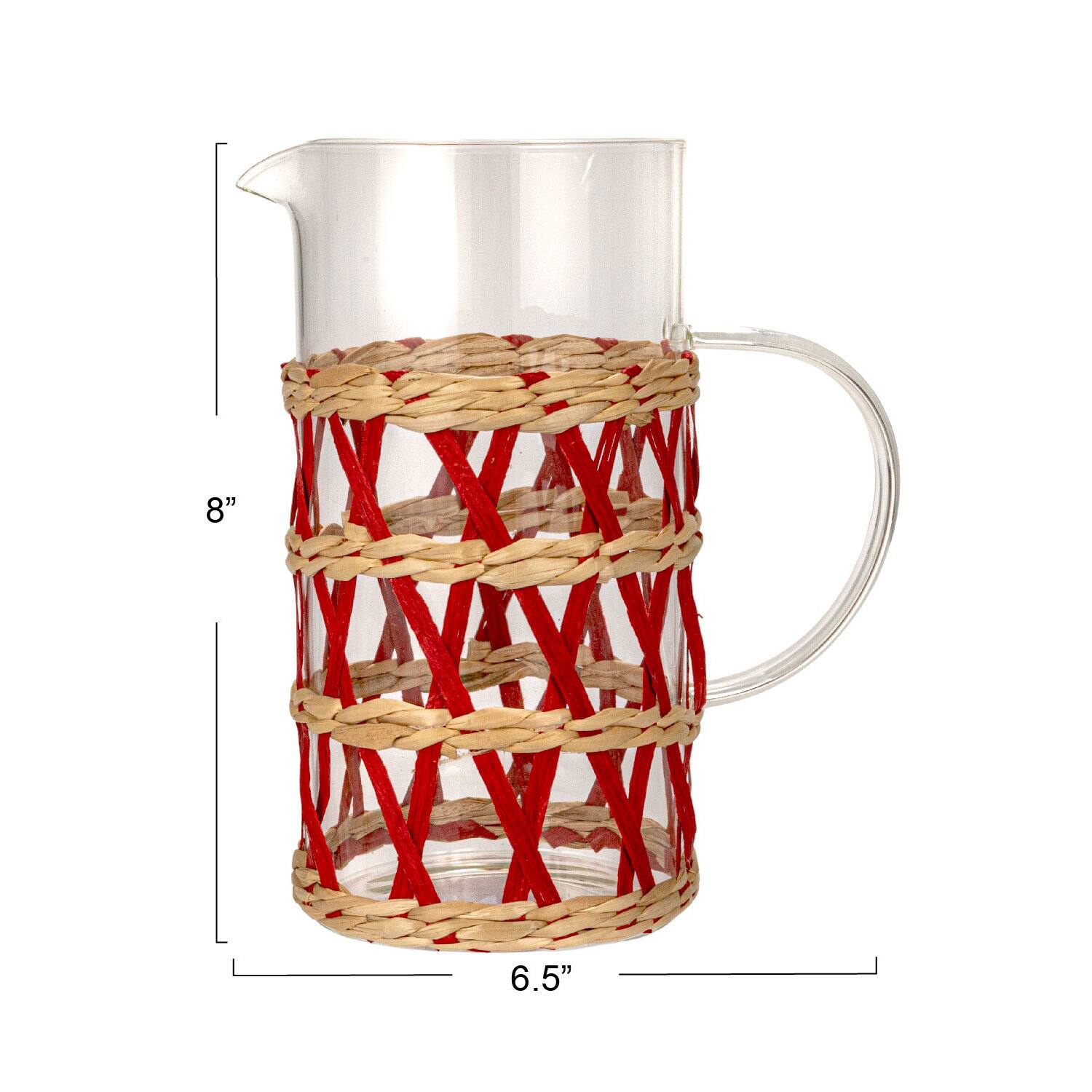 Hello Honey&#xAE; Glass Pitcher with Natural Woven Sleeve