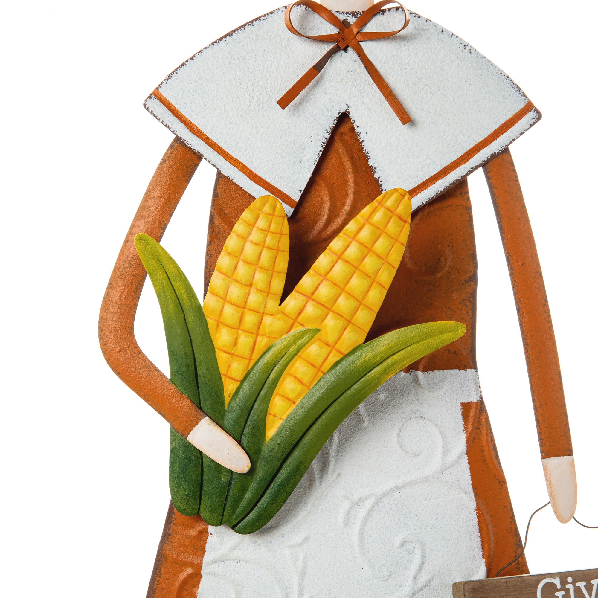 Glitzhome® 36" Metal Thanksgiving Pilgrim Girl Standing Or Hanging Yard Stake