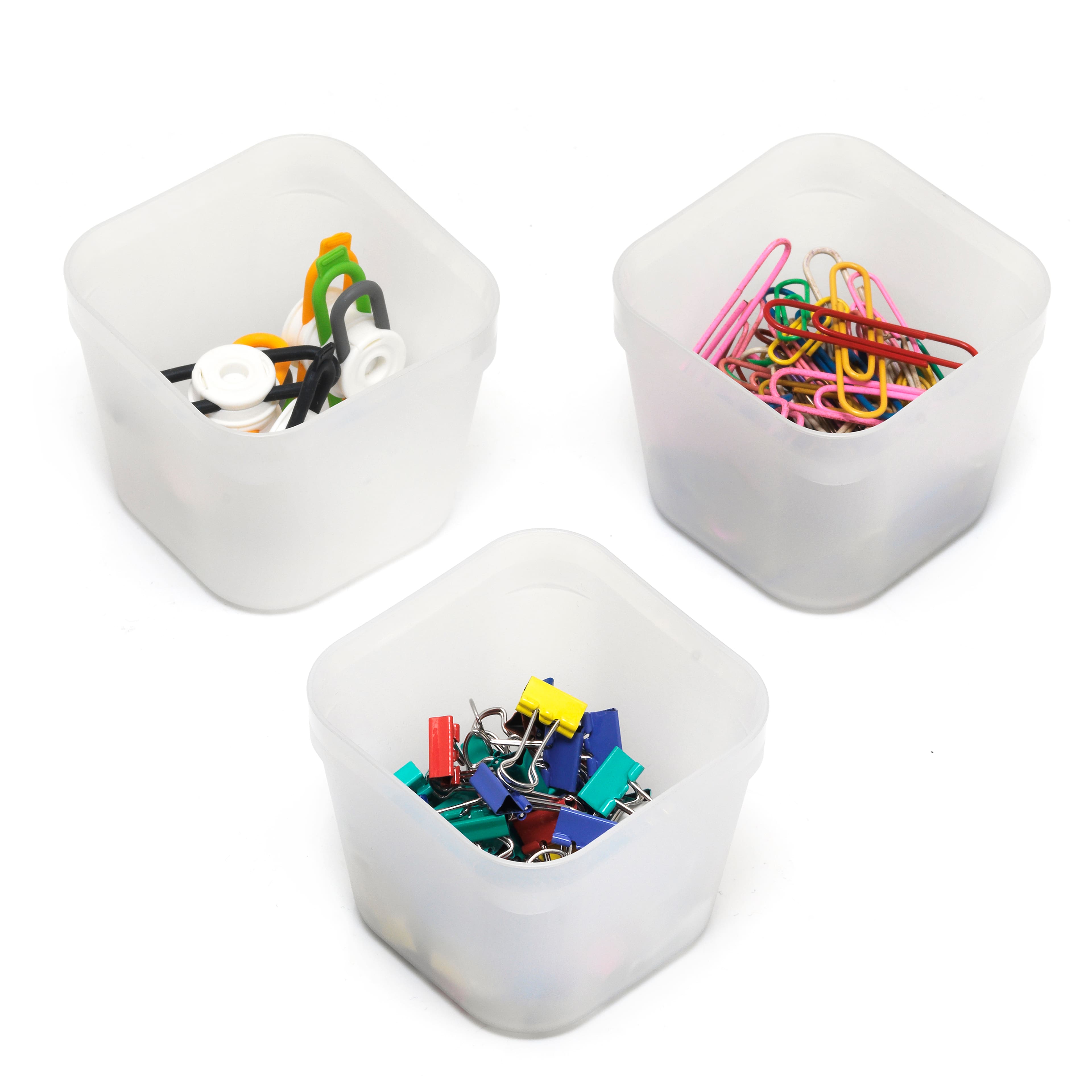 Contenants de rangement blancs de 7,6 cm pour tiroir d’Ordonnez simplement, 3 unités