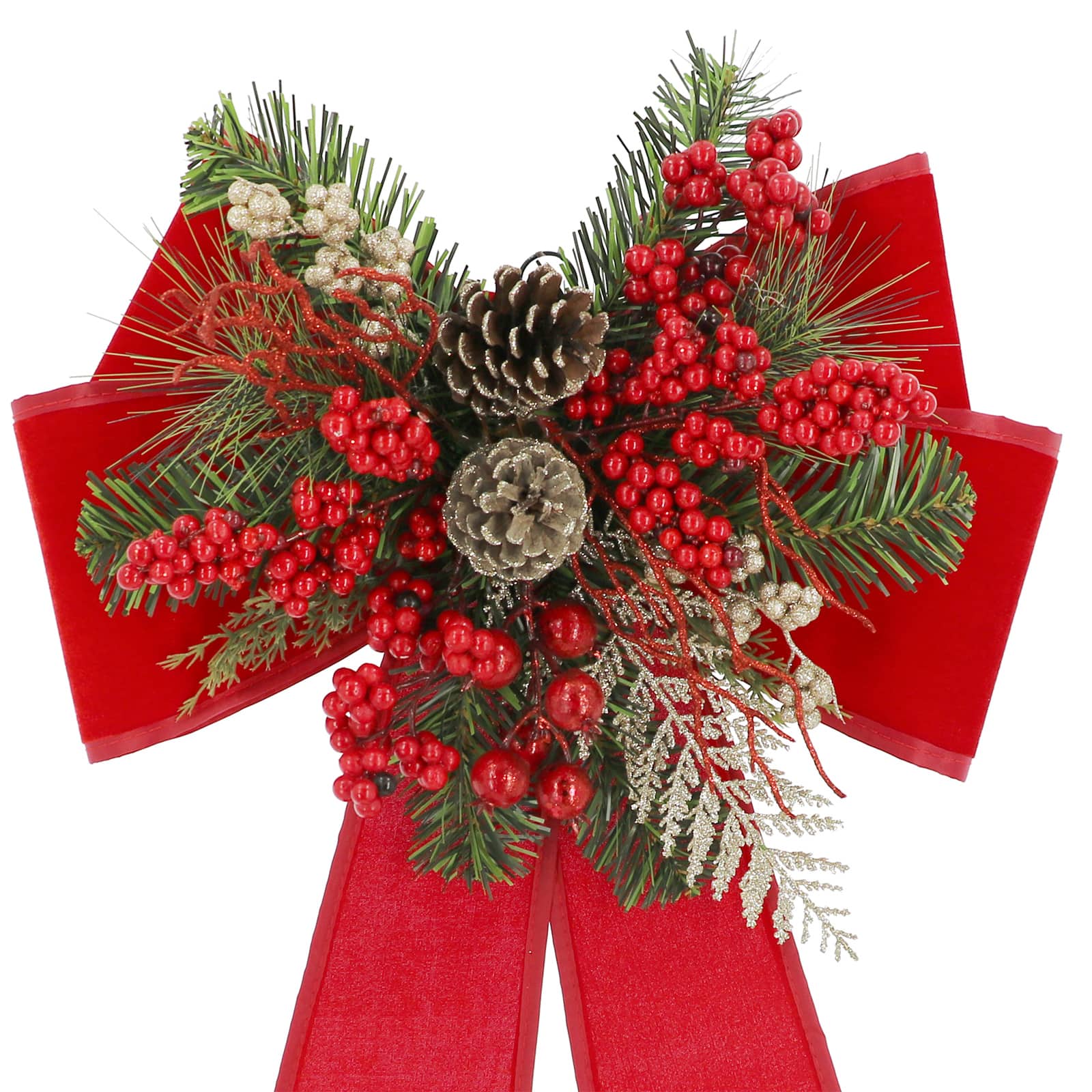 26&#x22; Red Berry &#x26; Pinecone Bow by Ashland&#xAE;