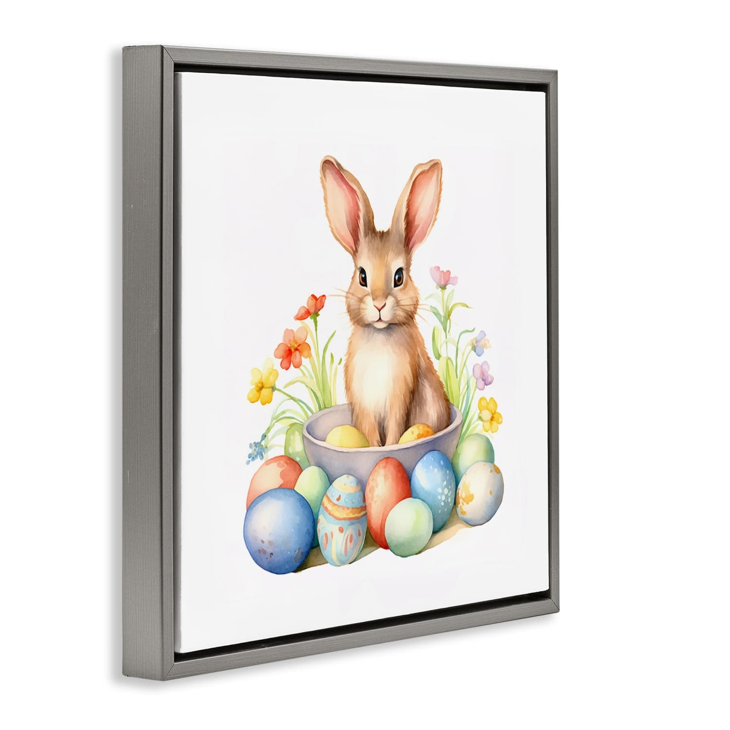 Stupell Industries Easter Bunny & Eggs Floater Framed Art