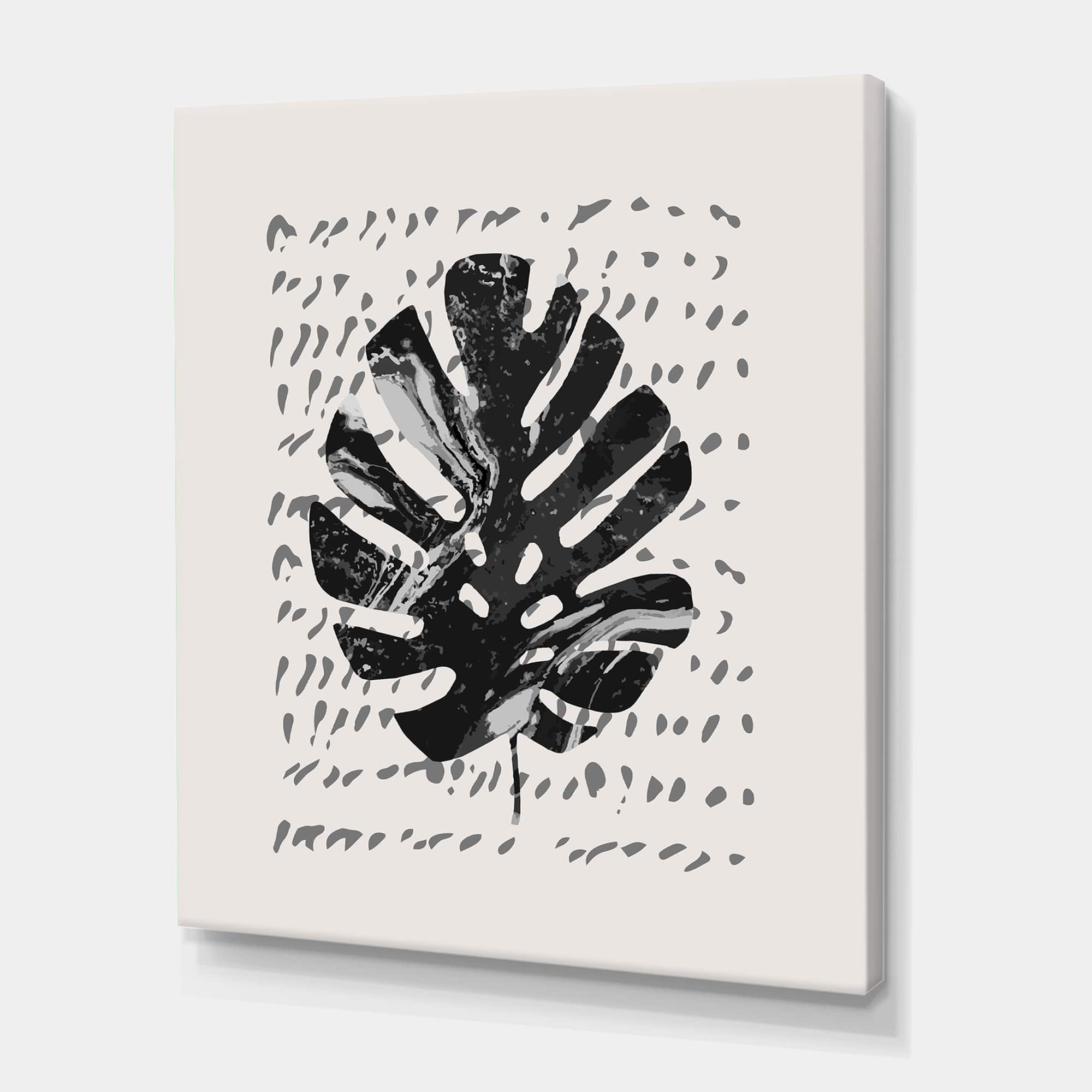 Designart - Minimal Tropical Palm Leaf On Grunge Texture - Tropical Canvas Wall Art Print