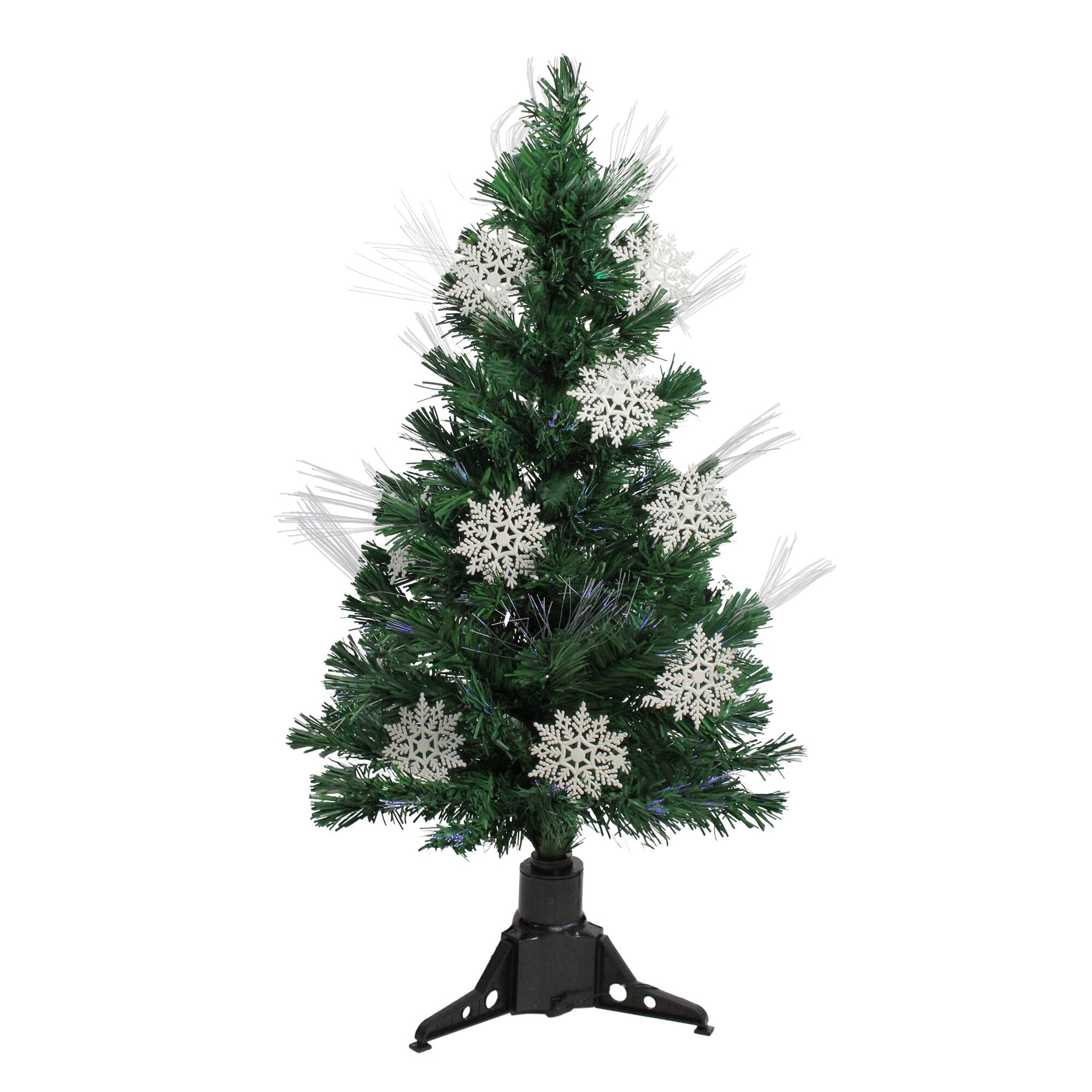 3ft. Fiber Optic Color Changing Artificial Christmas Tree with White Snowflakes