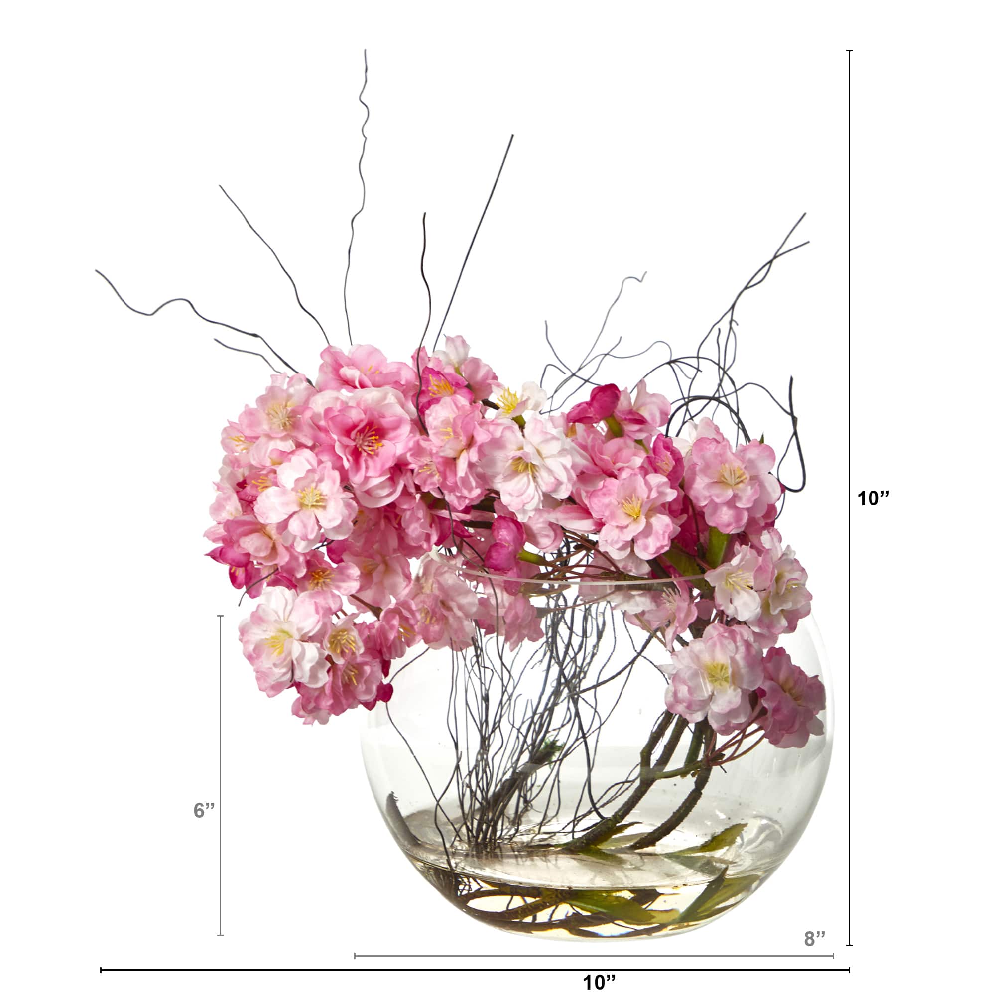 10" Cherry Blossom Arrangement in Glass Vase
