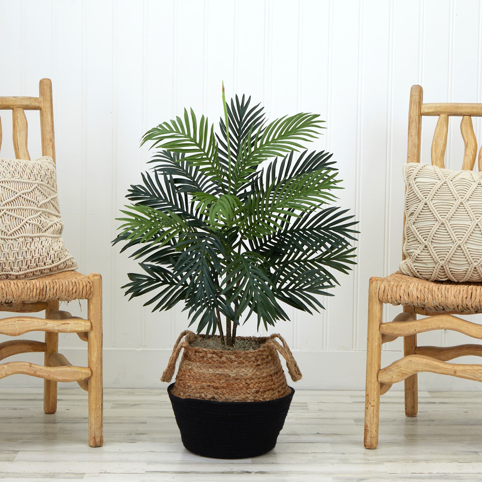 3ft. Artificial Areca Palm Tree with Handmade Jute &#x26; Cotton Basket