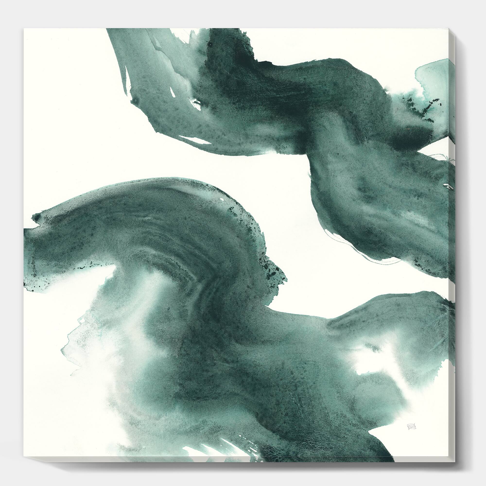 Designart - Gouache Green on Gray I - Modern & Transitional Premium Canvas Wall Art