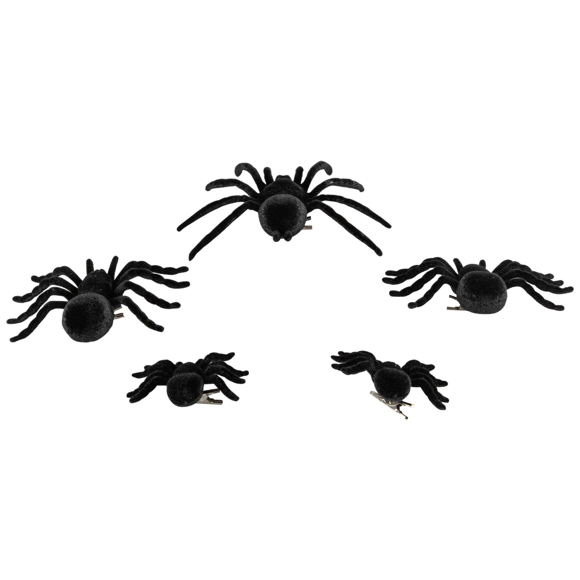 Spiders Halloween Clip-on Decorations - 9.5" - Set of 5