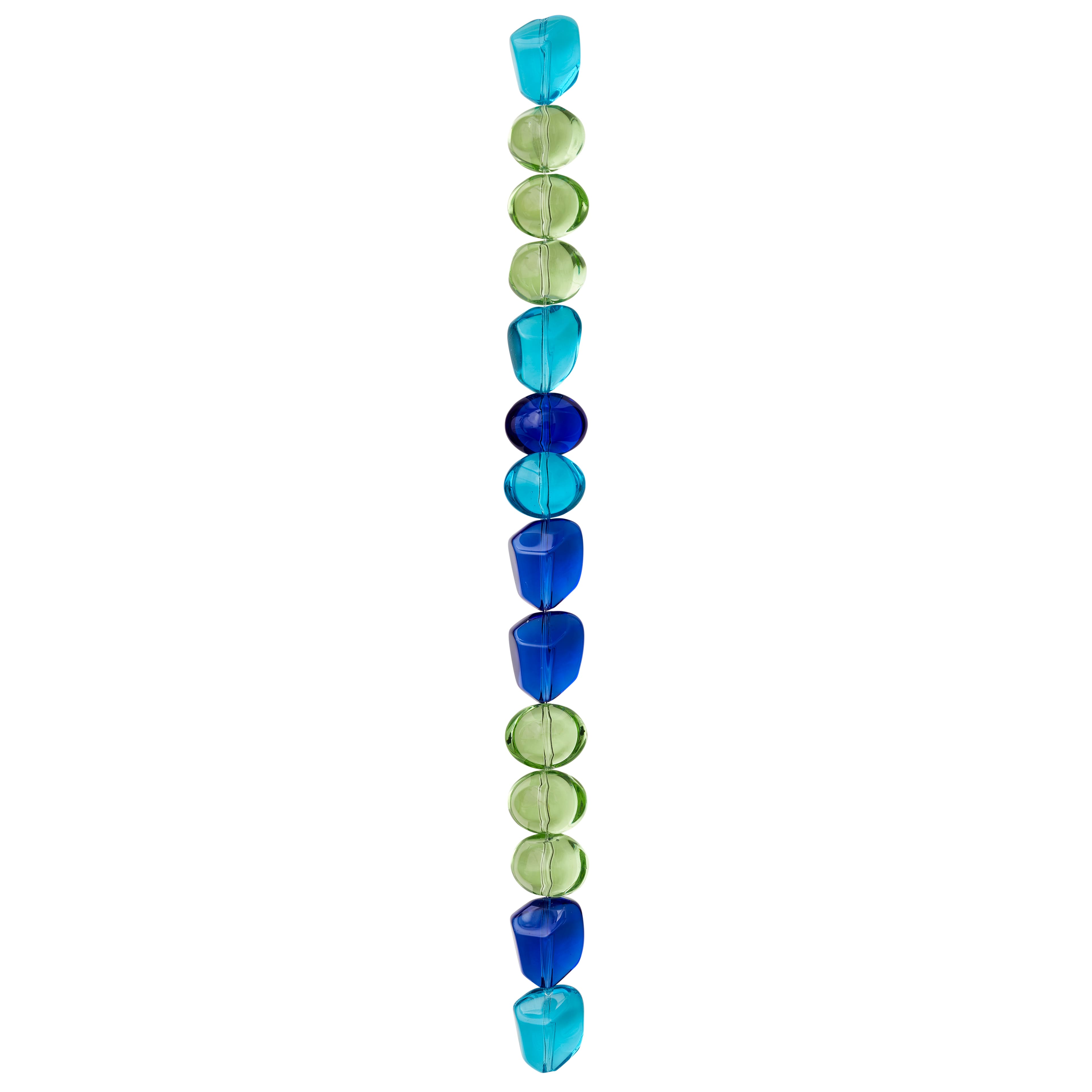 12 Pack: Blue &#x26; Green Glass Nugget Beads by Bead Landing&#x2122;