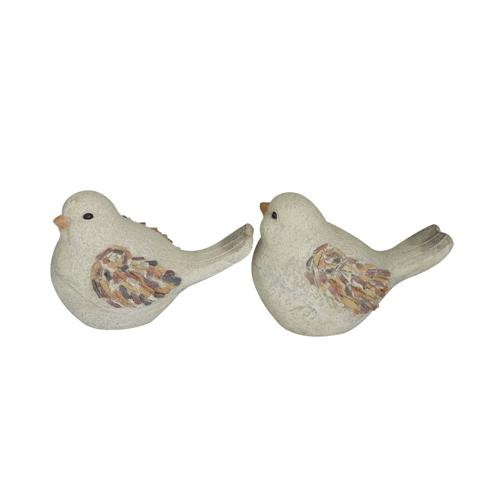 12" Gray Stone Farmhouse Bird Garden Sculpture Set