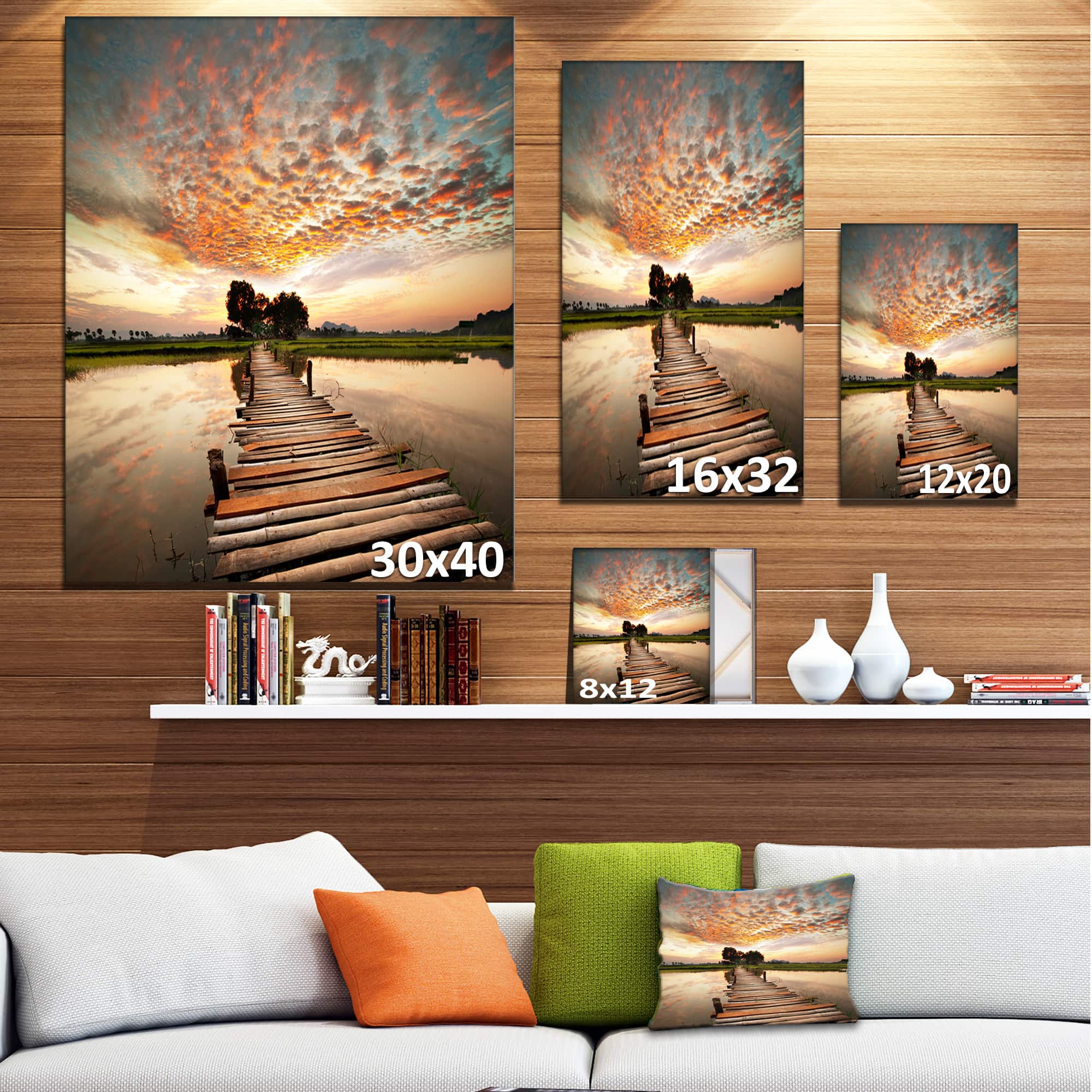 Designart - Makeshift Wooden Pier Over River - Sea Bridge Canvas Art Print