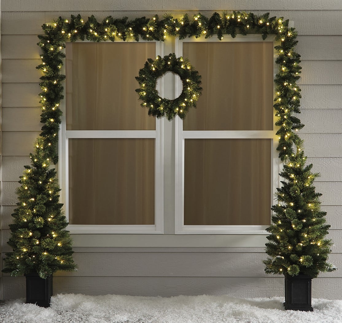 5pc. Pre-Lit Artificial Christmas Tree, Wreath, & Garland Entryway Set, Colour Changing LED Lights by Ashland®