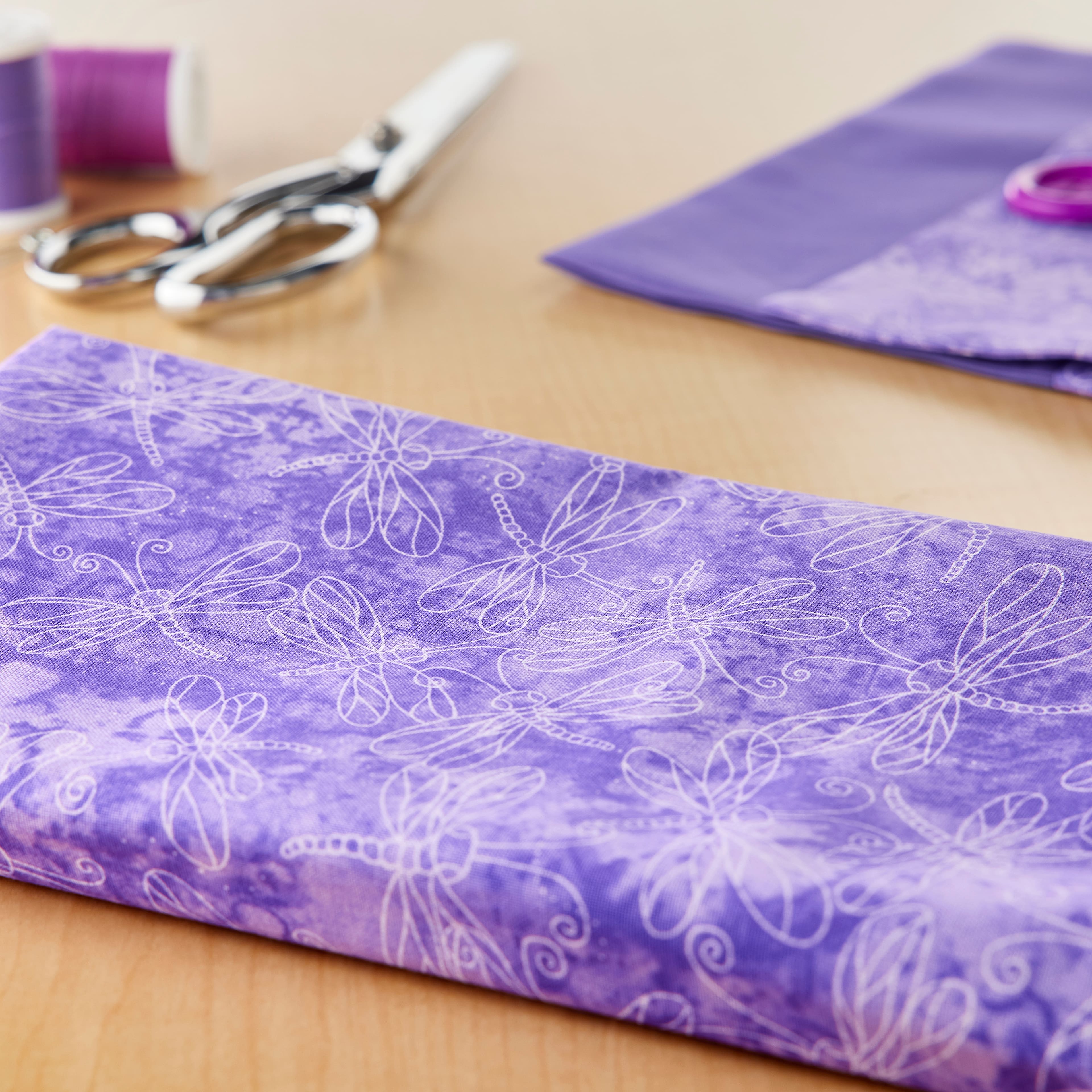 Lavender Sundrenched Dragonfly Cotton Fabric
