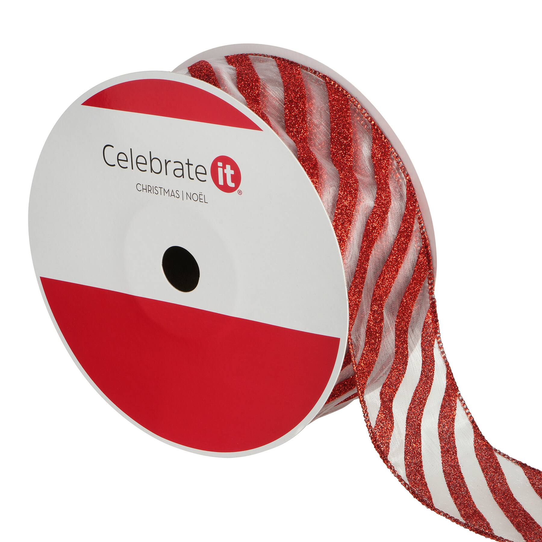 Ruban diaphane g&#xE9;ant rouge de 6,3&#xA0;cm x 24,3&#xA0;m avec fil m&#xE9;tallique No&#xEB;l de Celebrate It