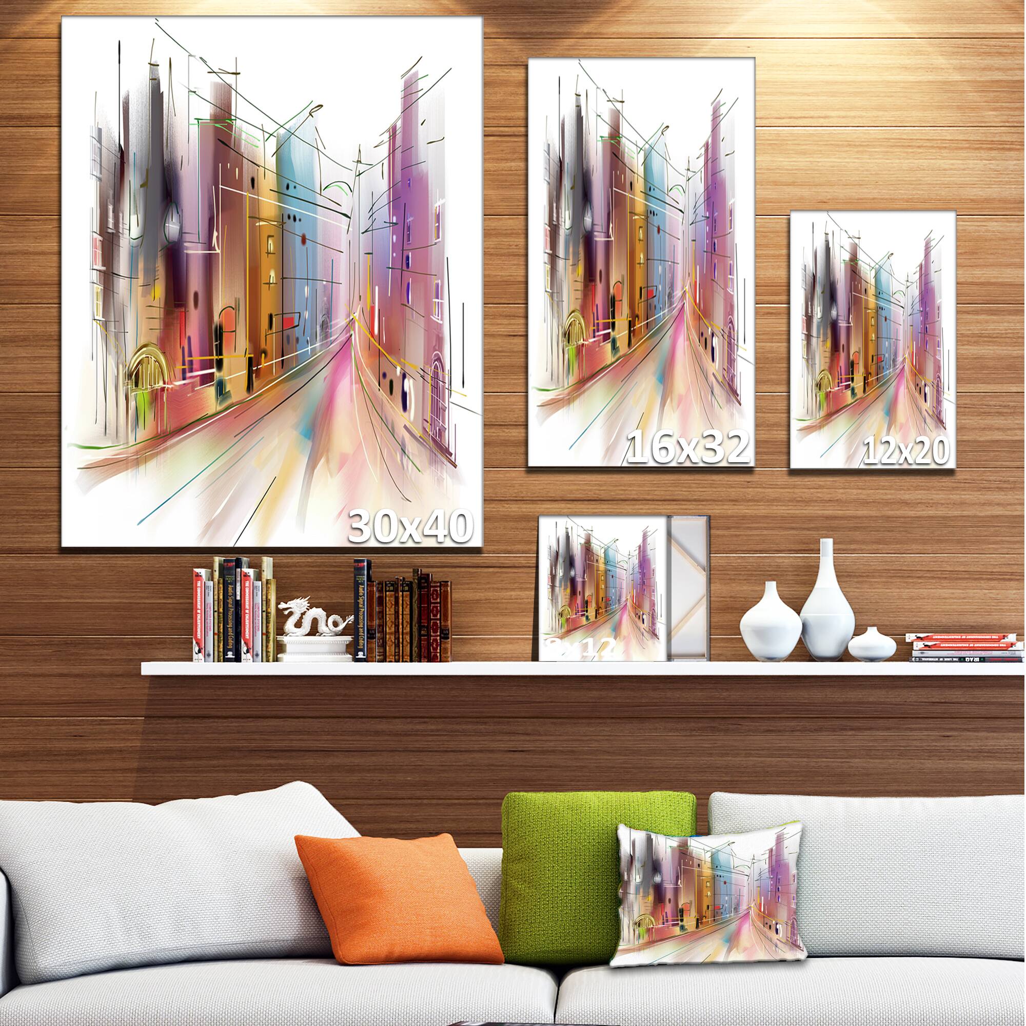 Designart - Road in City Art - Cityscape Canvas Art Print