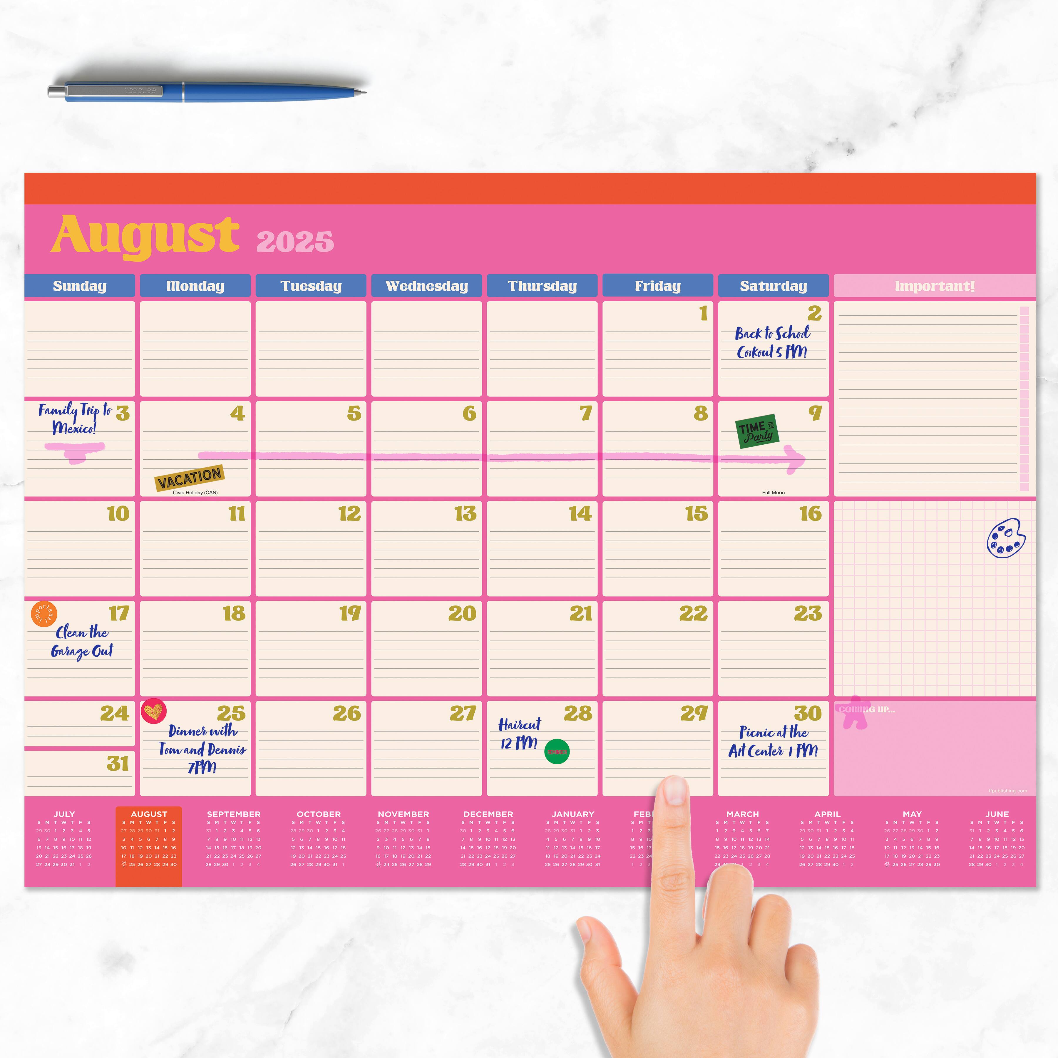 July 2025 - June 2026 Medium Sherbet Desk Pad Monthly Blotter Calendar