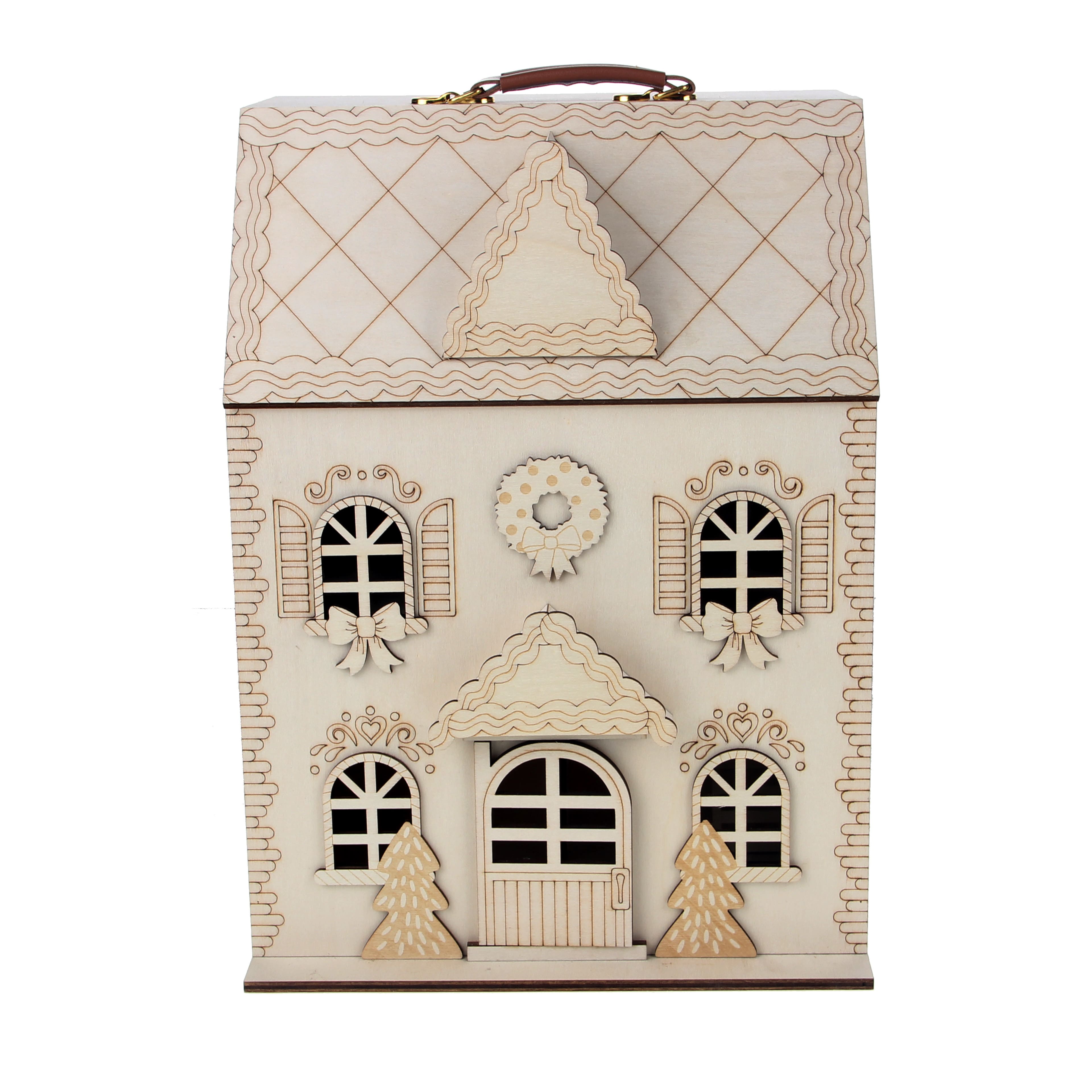 12.25&#x22; Unfinished Winter Home DIY Wood Dollhouse by Make Market&#xAE;