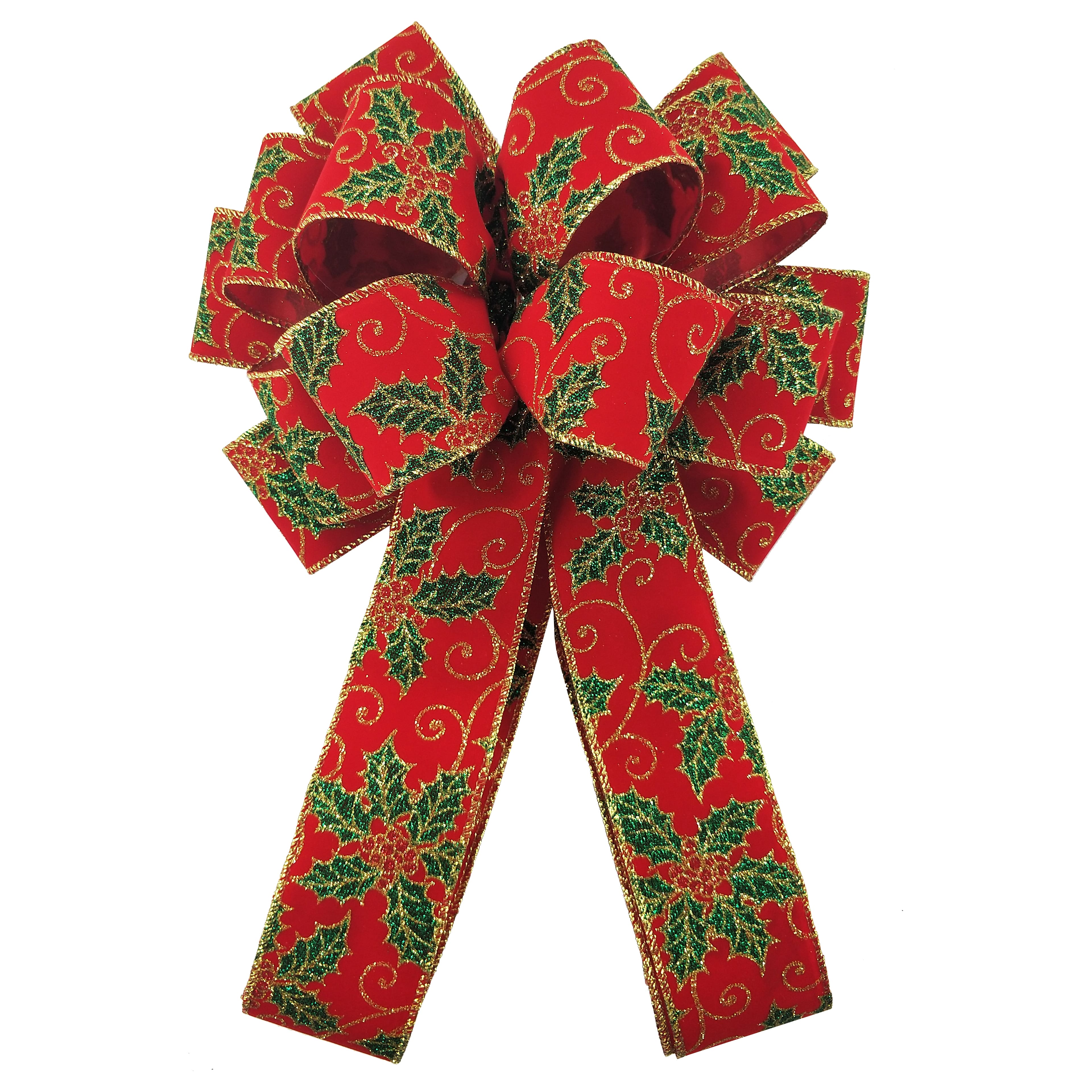 20.5 Holly Décor Ribbon Bow by Celebrate It™ Christmas