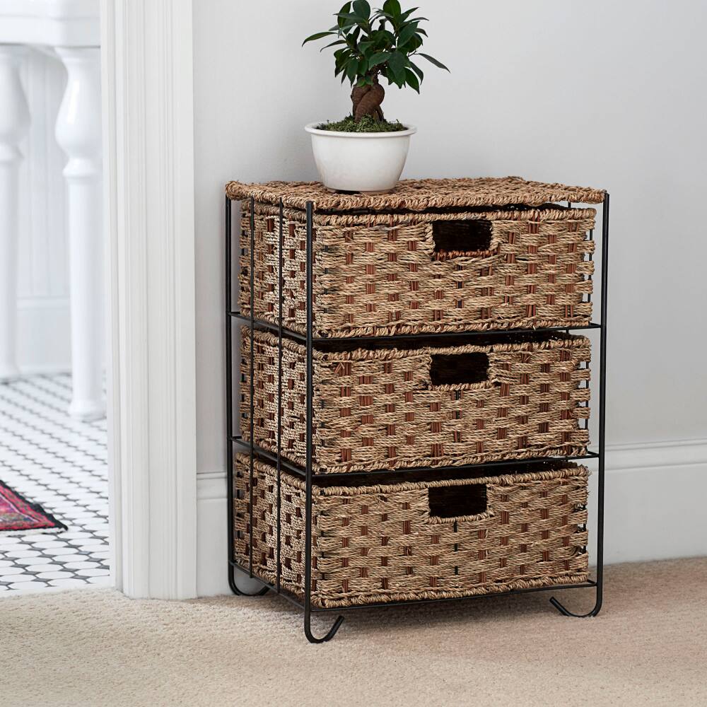 Household Essentials 3-Drawer Wicker Storage Unit