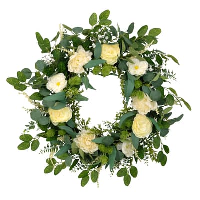 24'' Green and Purple Lavender Floral Spring Wreath