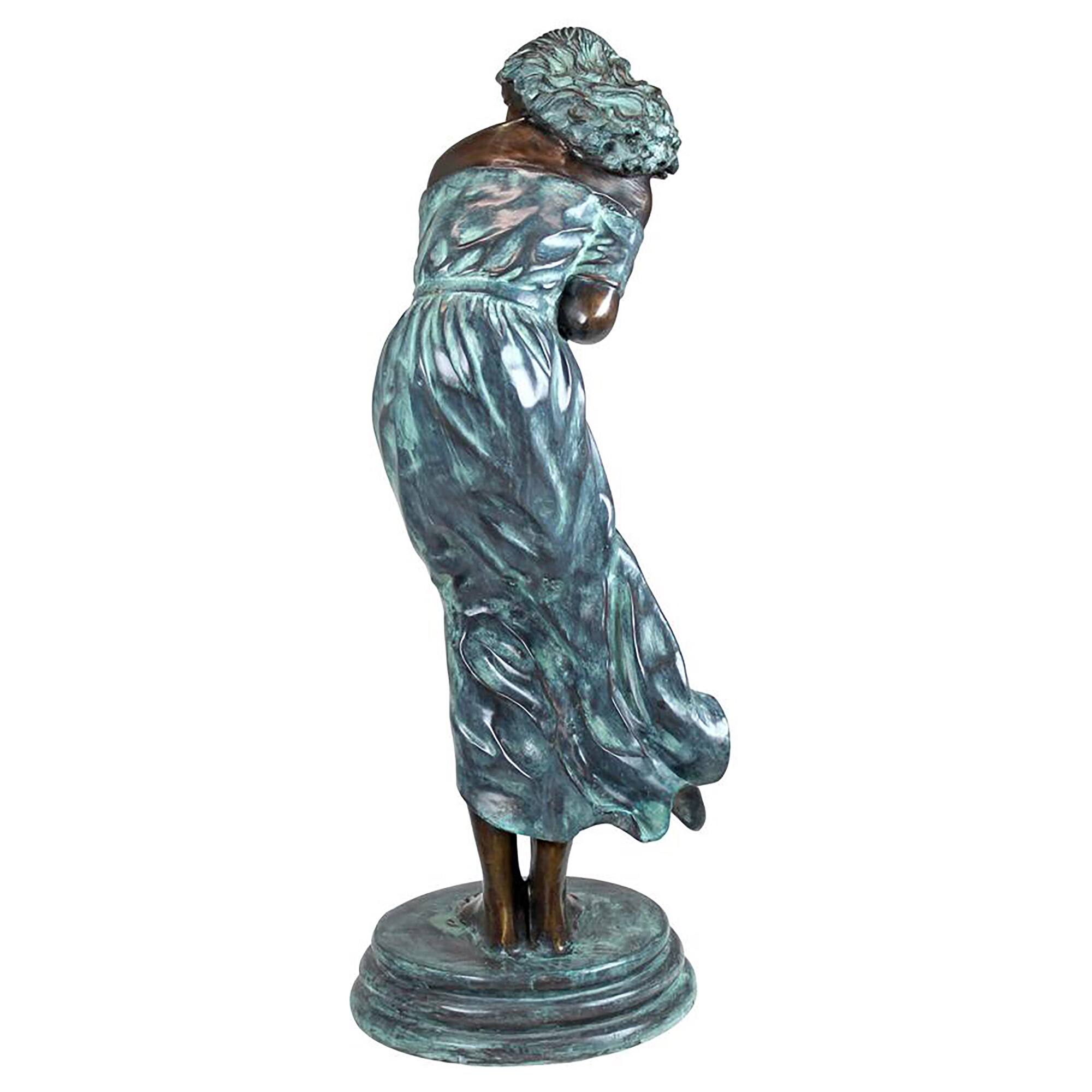 Design Toscano 36&#x22; Windblown Quality Lost Wax Bronze Statue