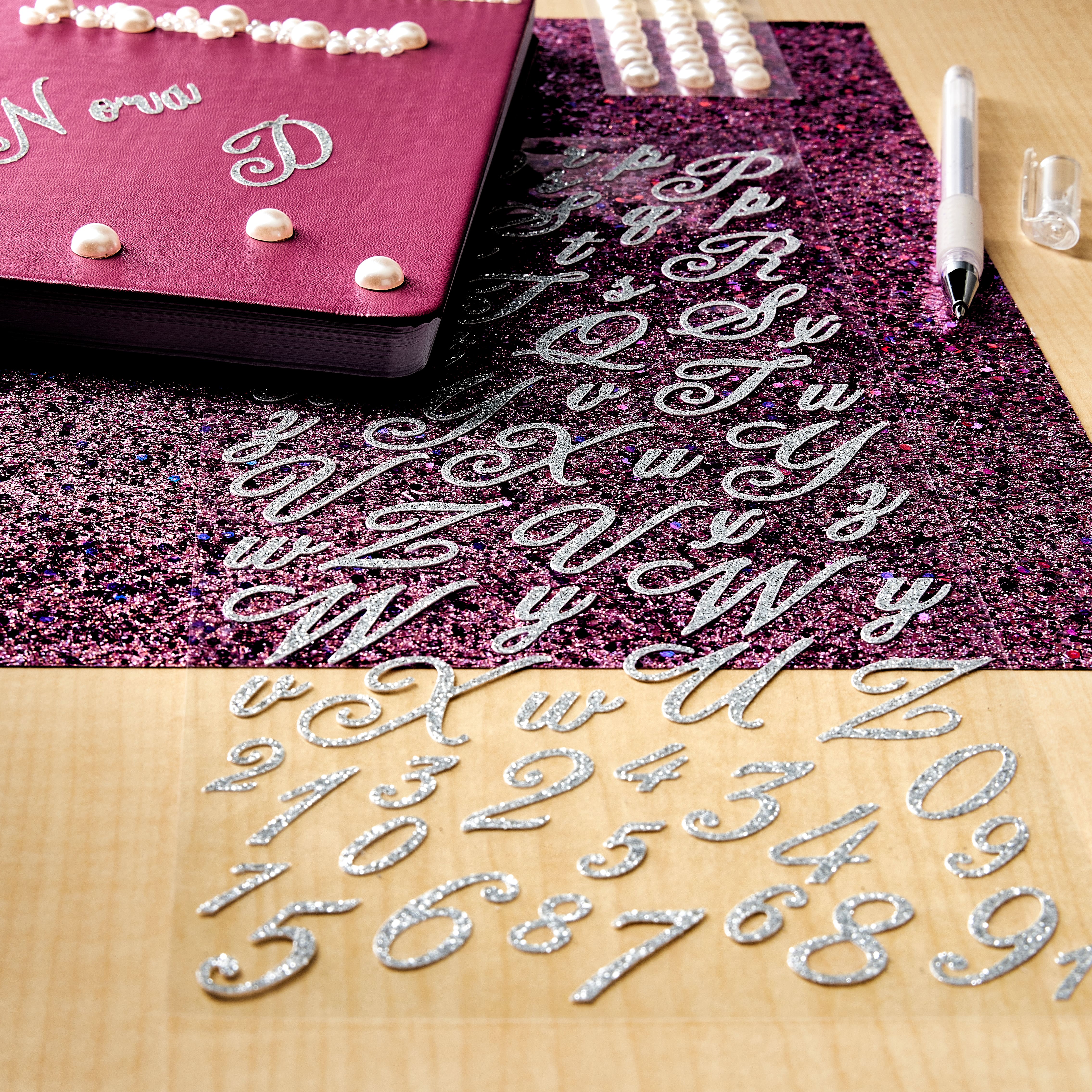 12 Pack: Flirty Glitter Alphabet Stickers by Recollections™