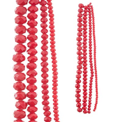 Red Faceted Glass Rondelle Beads by Bead Landing™ image