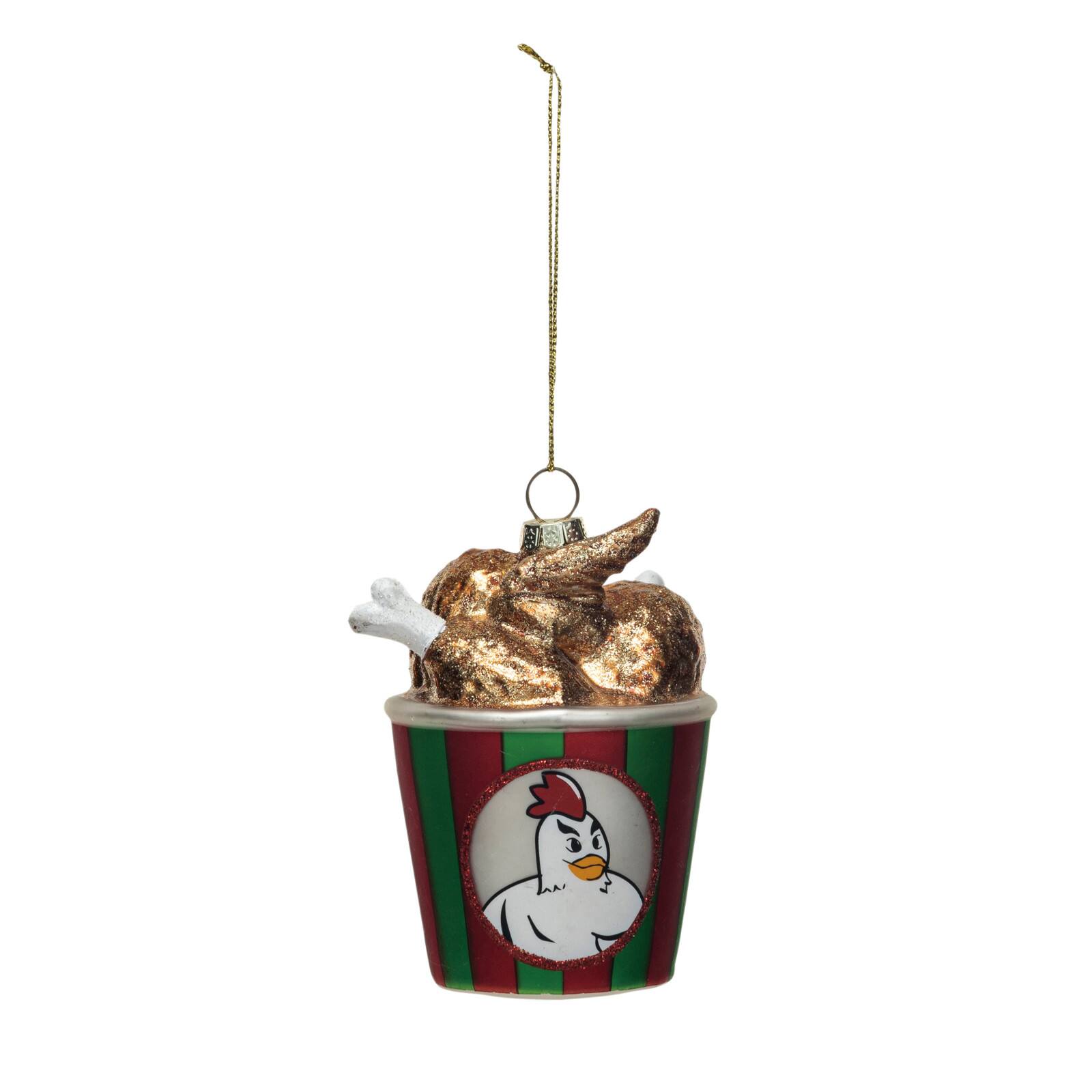 Hello Honey® 4" Glass Fried Chicken Bucket Ornament with Glitter