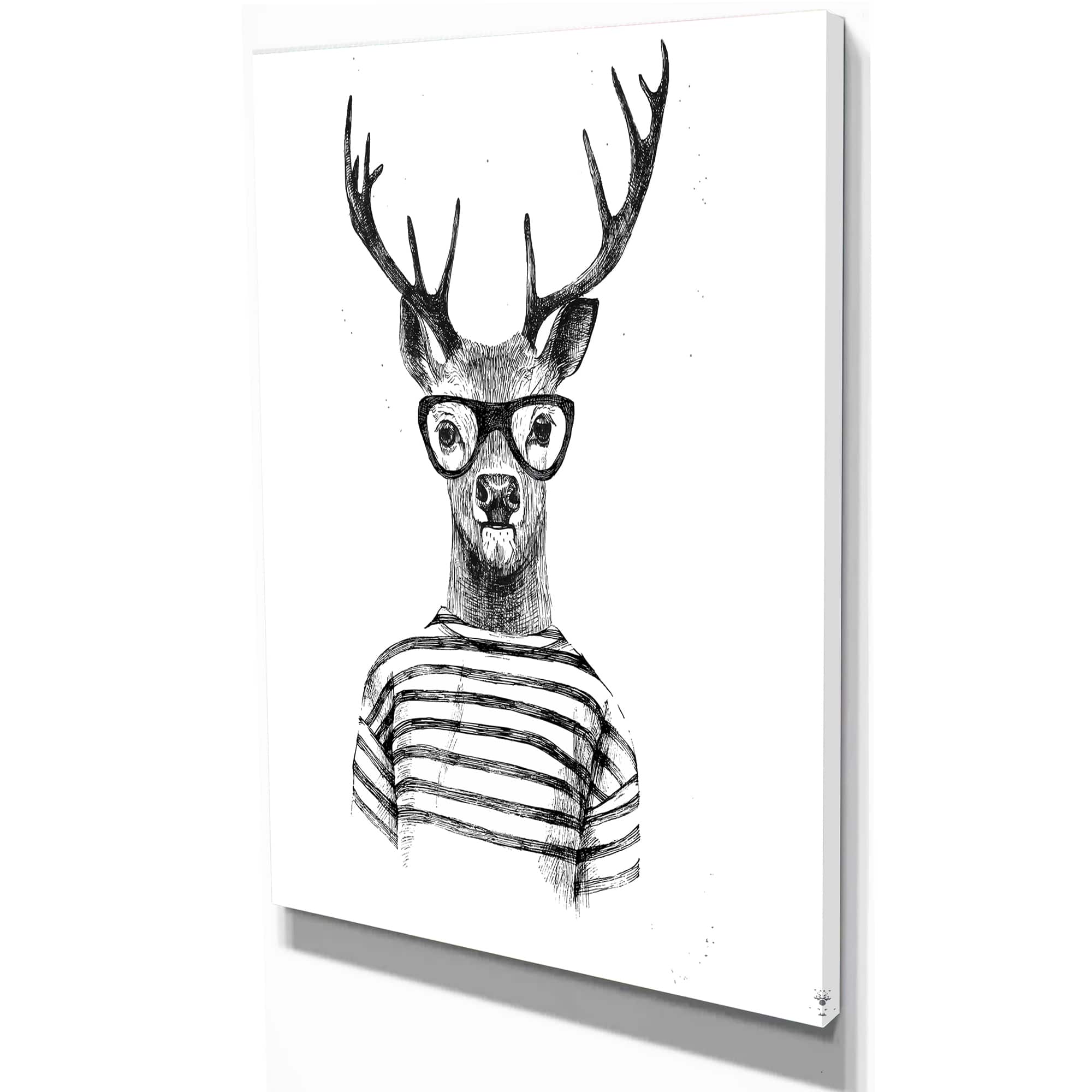 Designart - Dressed up Deer - Sketch Animals Painting Print on Wrapped Canvas