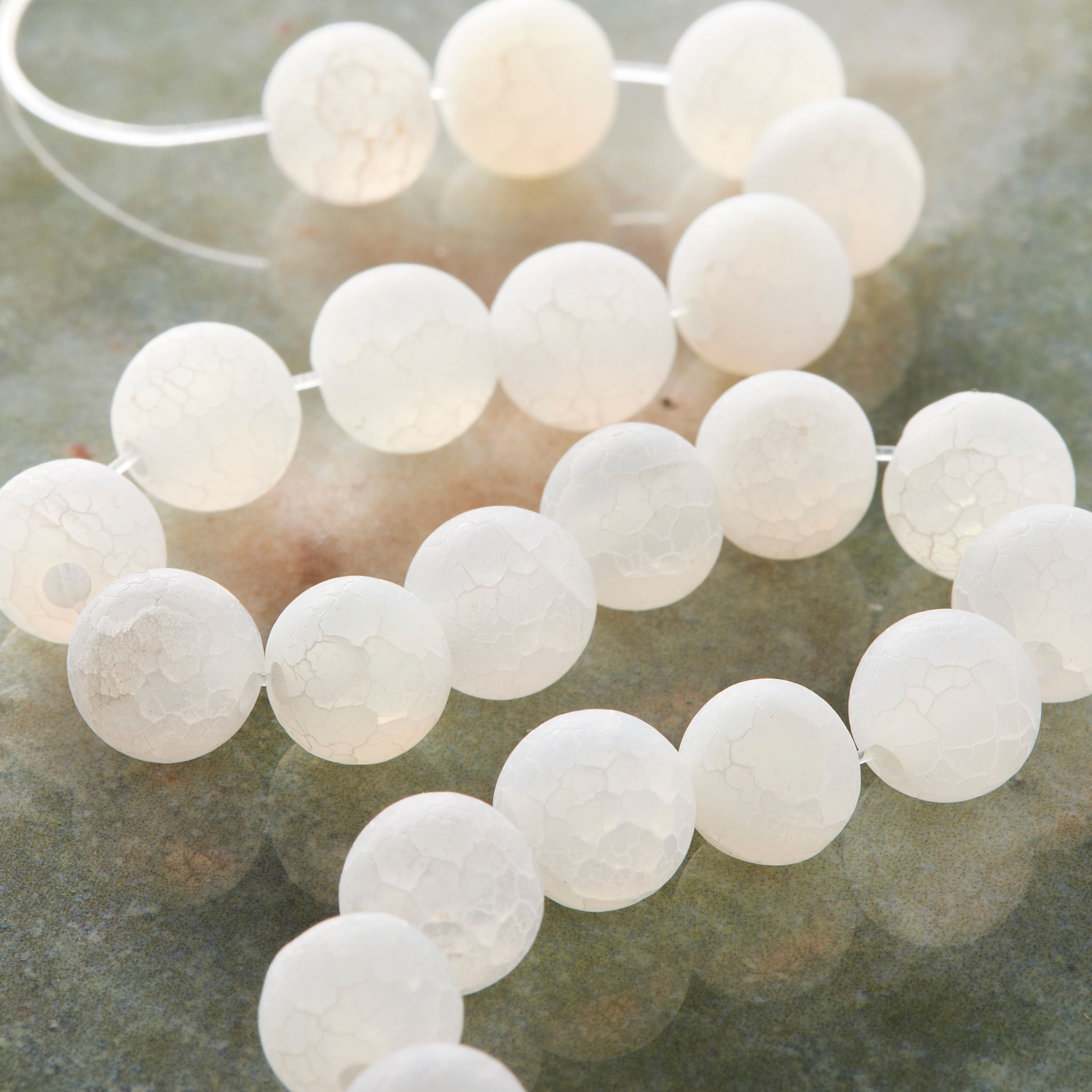 Matte White Crackle Agate Round Beads, 8mm by Bead Landing&#x2122;