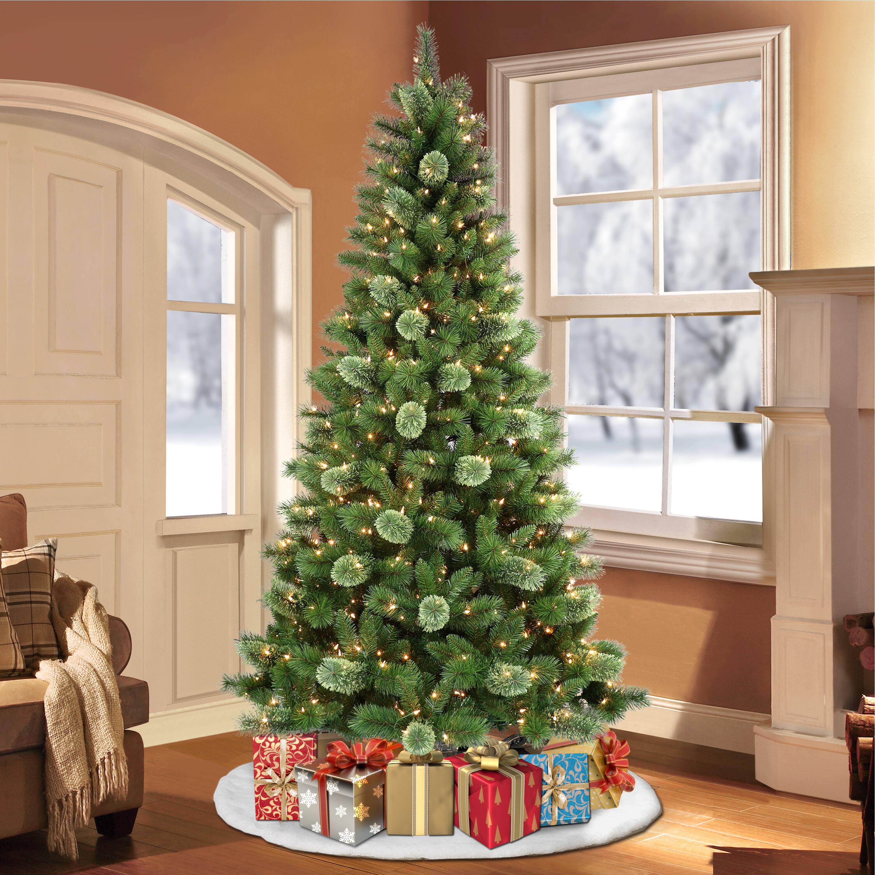 7.5ft. Pre-Lit Western Pine Artificial Christmas Tree, Clear Lights