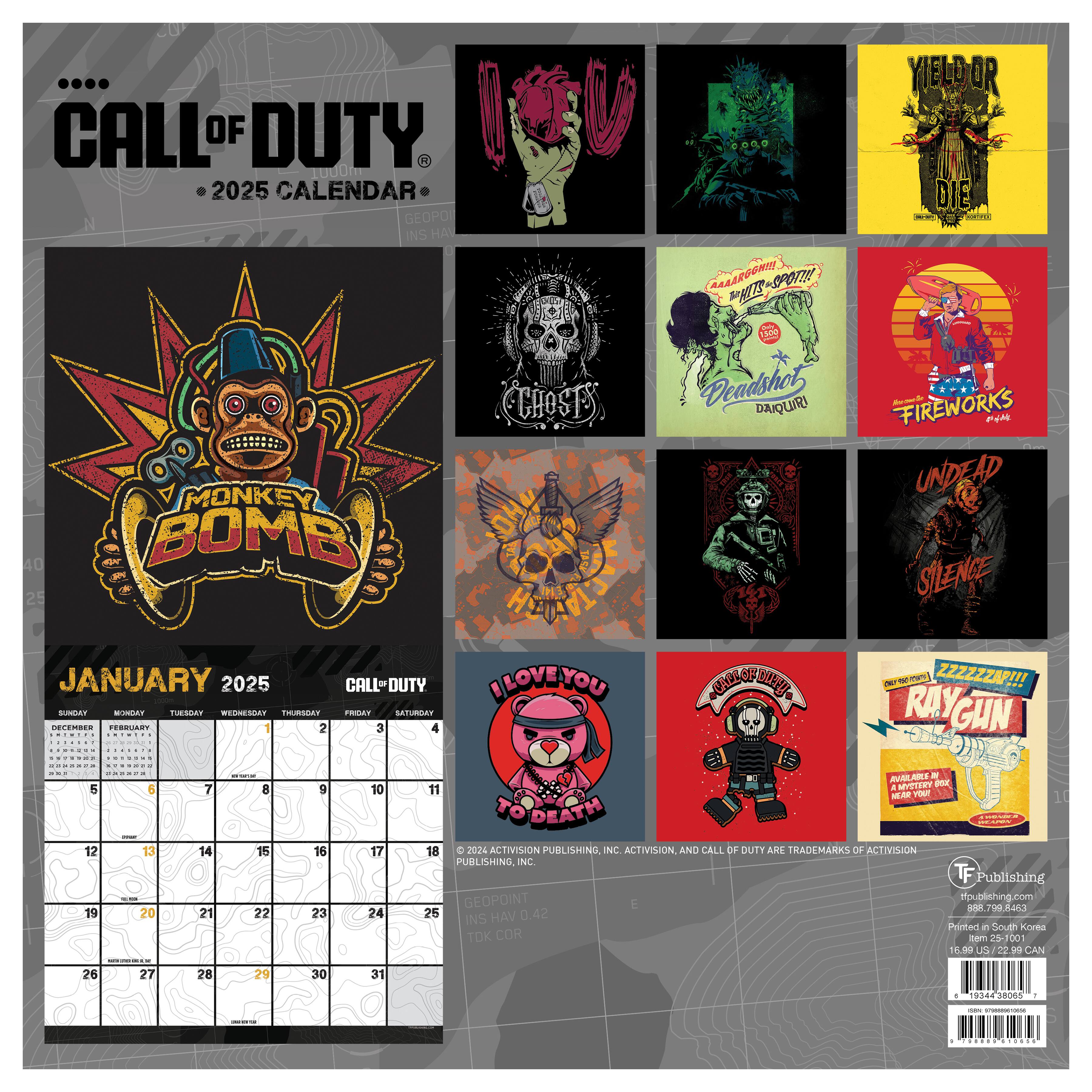 TF Publishing 2025 Call of Duty Wall Calendar