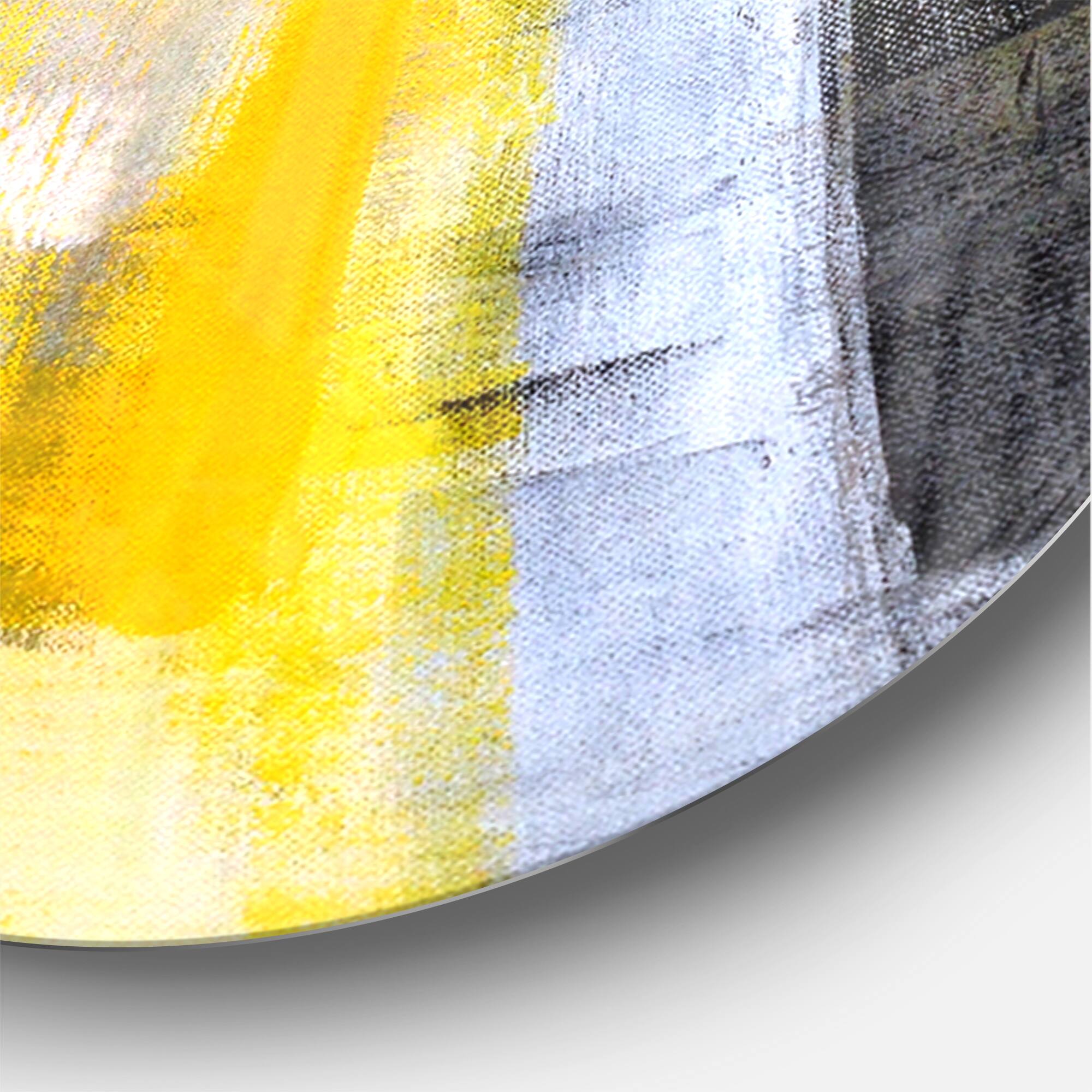 Designart Gray & Yellow Blur Abstract Modern Wall Clock