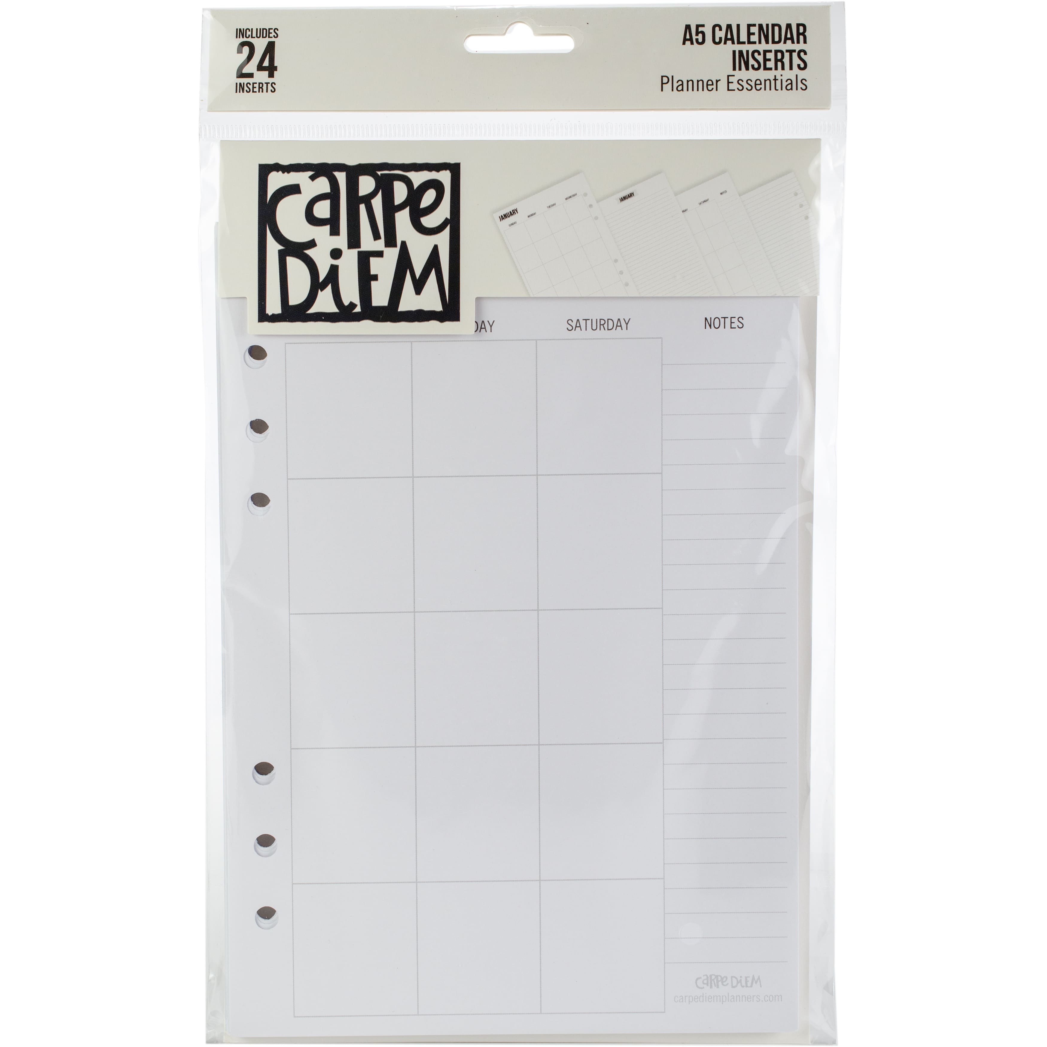 Carpe Diem A5 Planner Double-Sided Undated Calendar Inserts