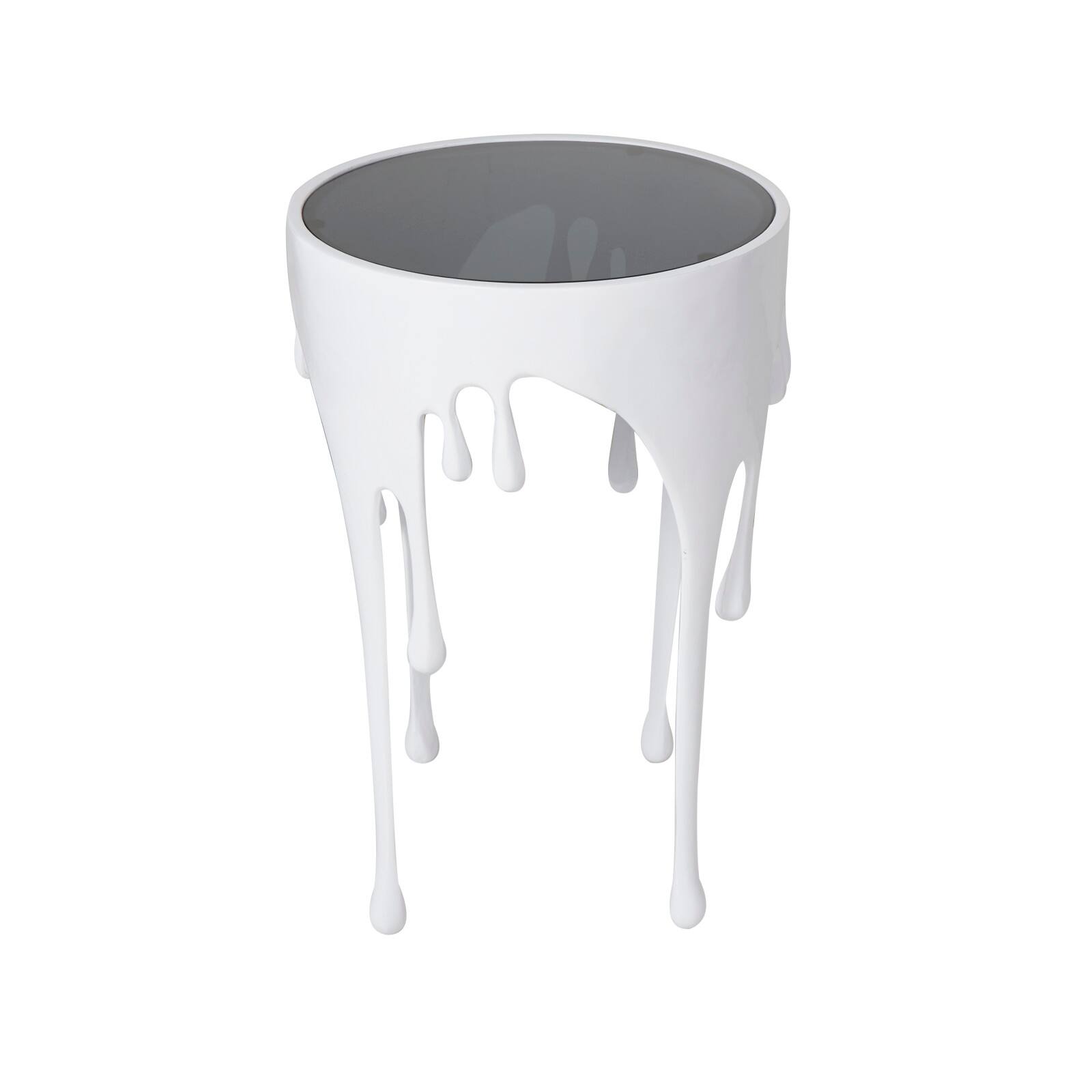 White Aluminum Drip Accent Table with Melting Designed Body