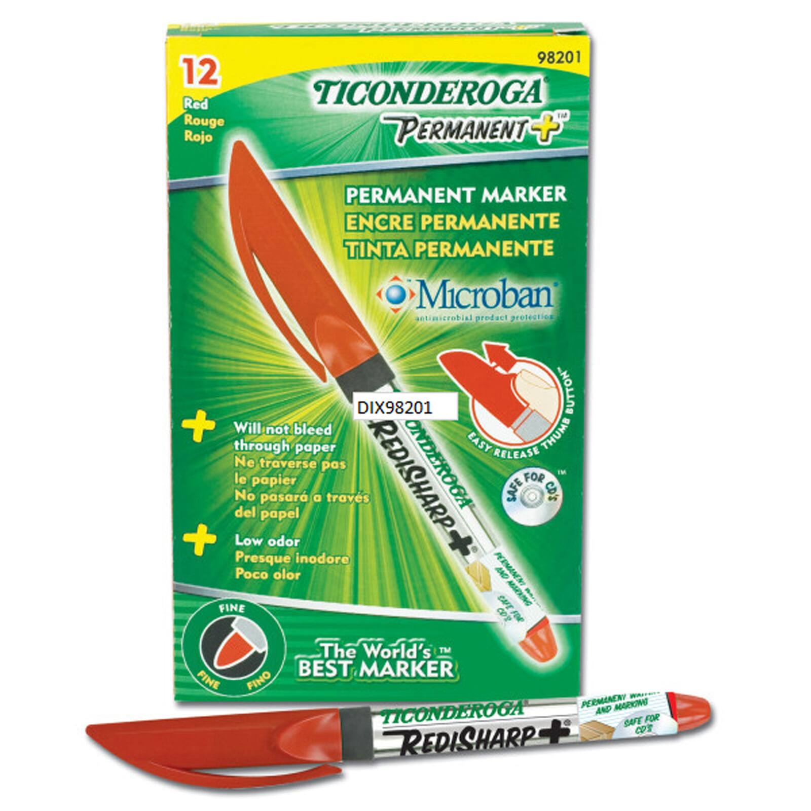 Ticonderoga® RediSharp+® Fine Point Permanent Markers, 12ct.