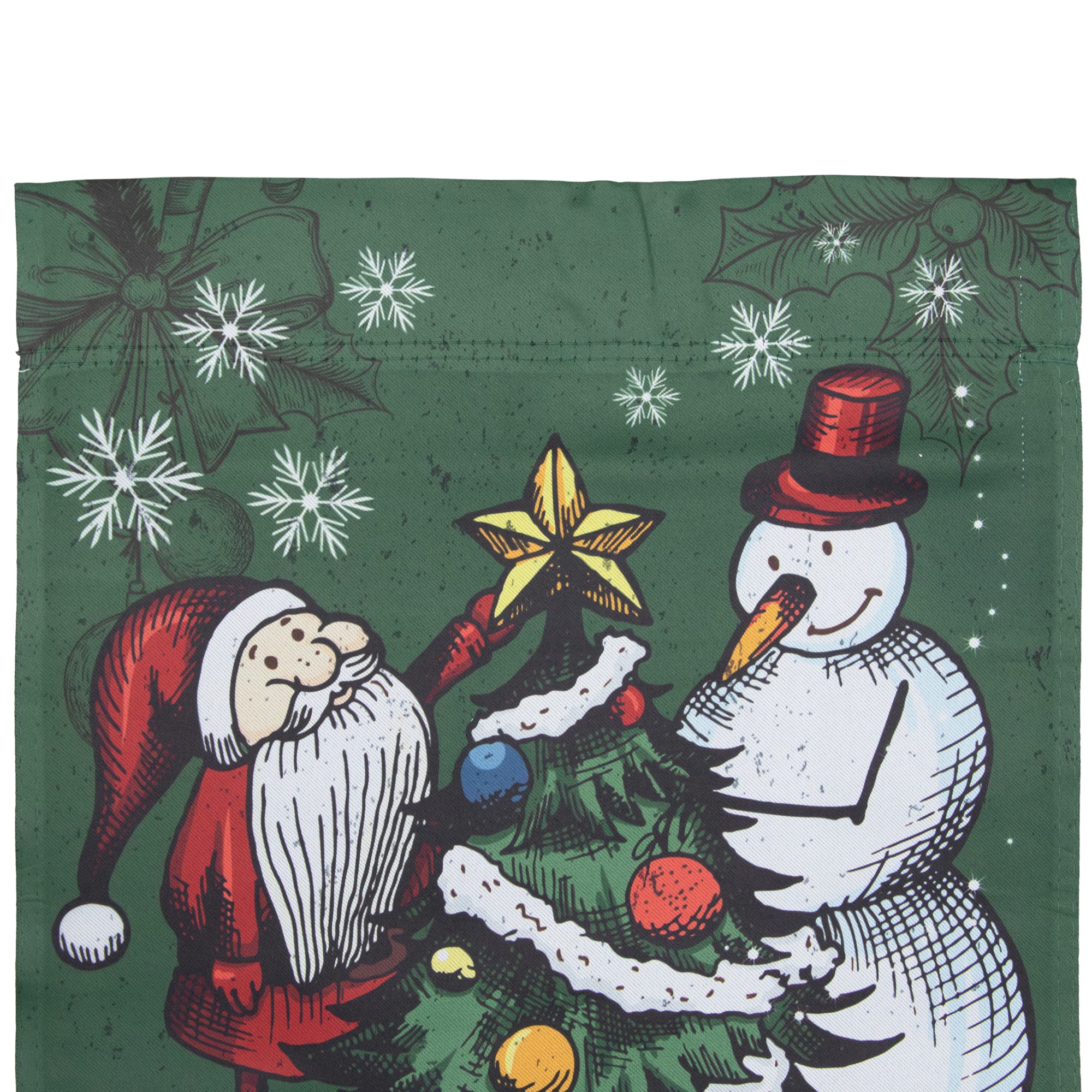 Merry Christmas Santa and Snowman Outside House Flag 28" x 40"